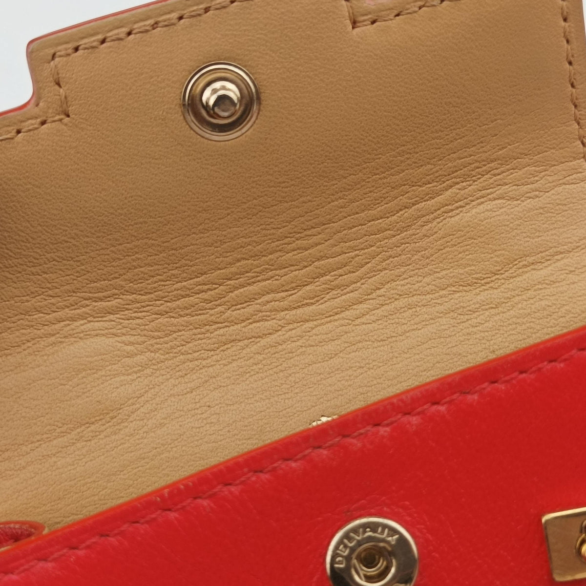 Pre-owned Delvaux Tampete Red Leather  coinpurse | stylenewstar