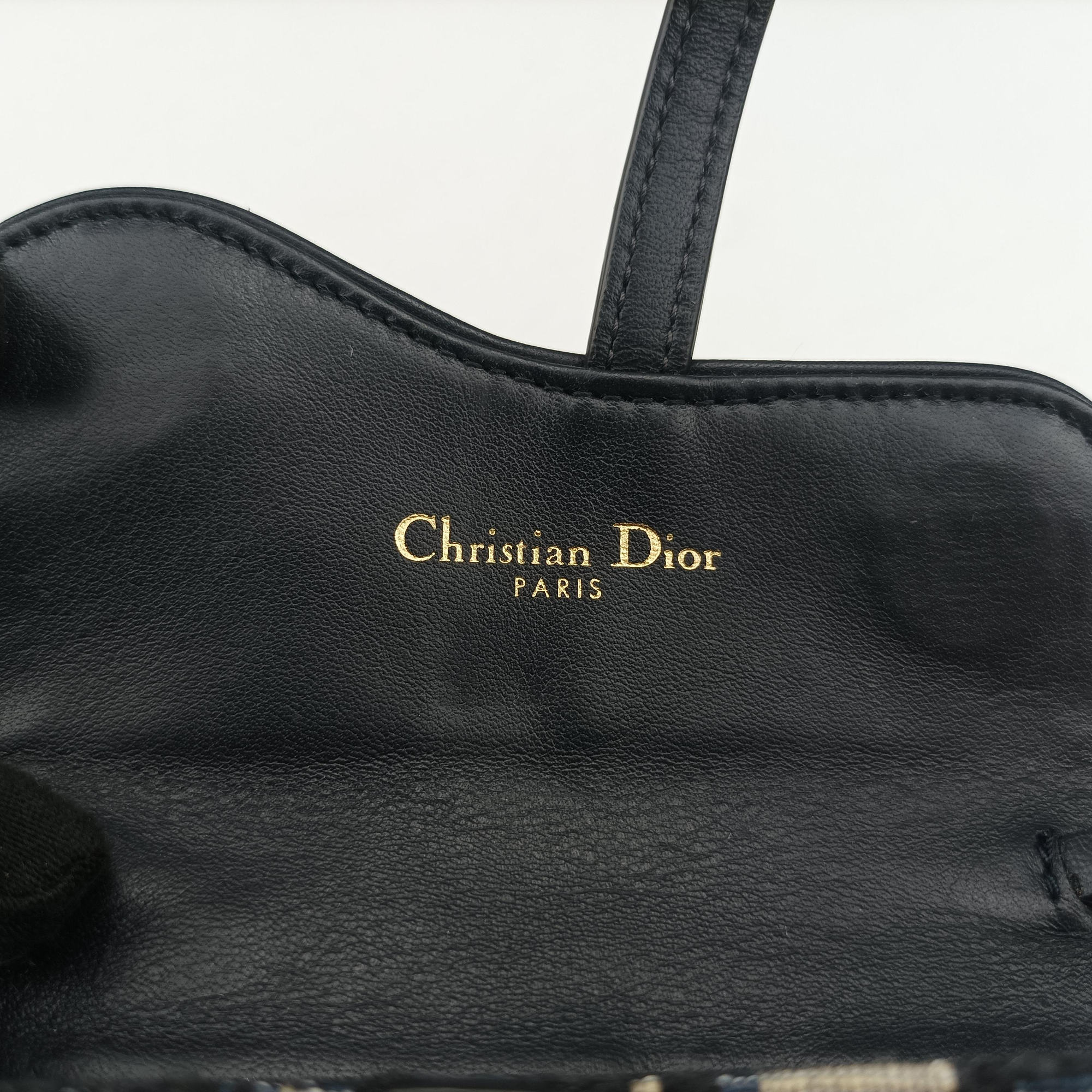 Pre-owned Christian Dior Saddle Navy×Gray jacquard  shoulderbag | stylenewstar