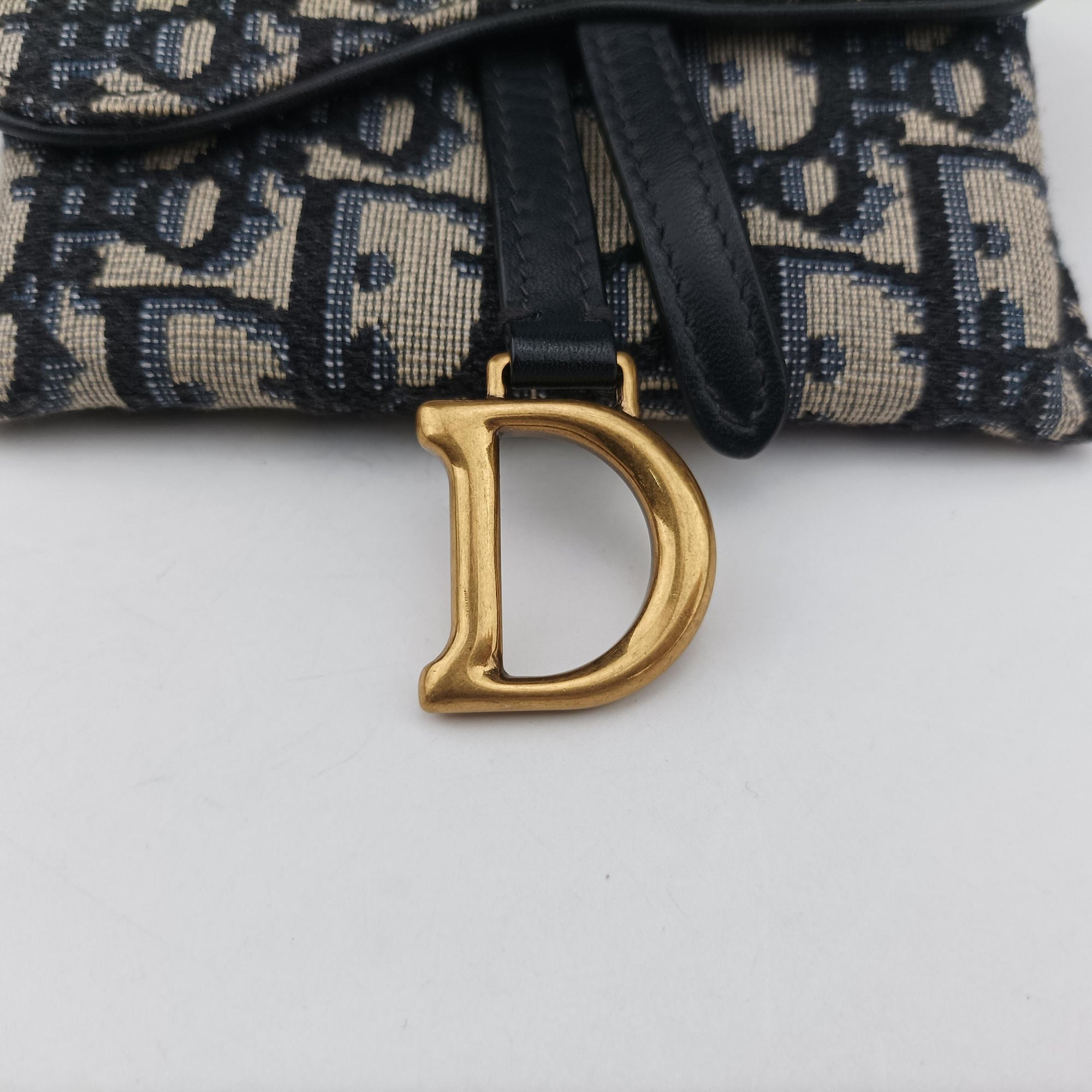 Pre-owned Christian Dior Saddle Navy×Gray jacquard  shoulderbag | stylenewstar