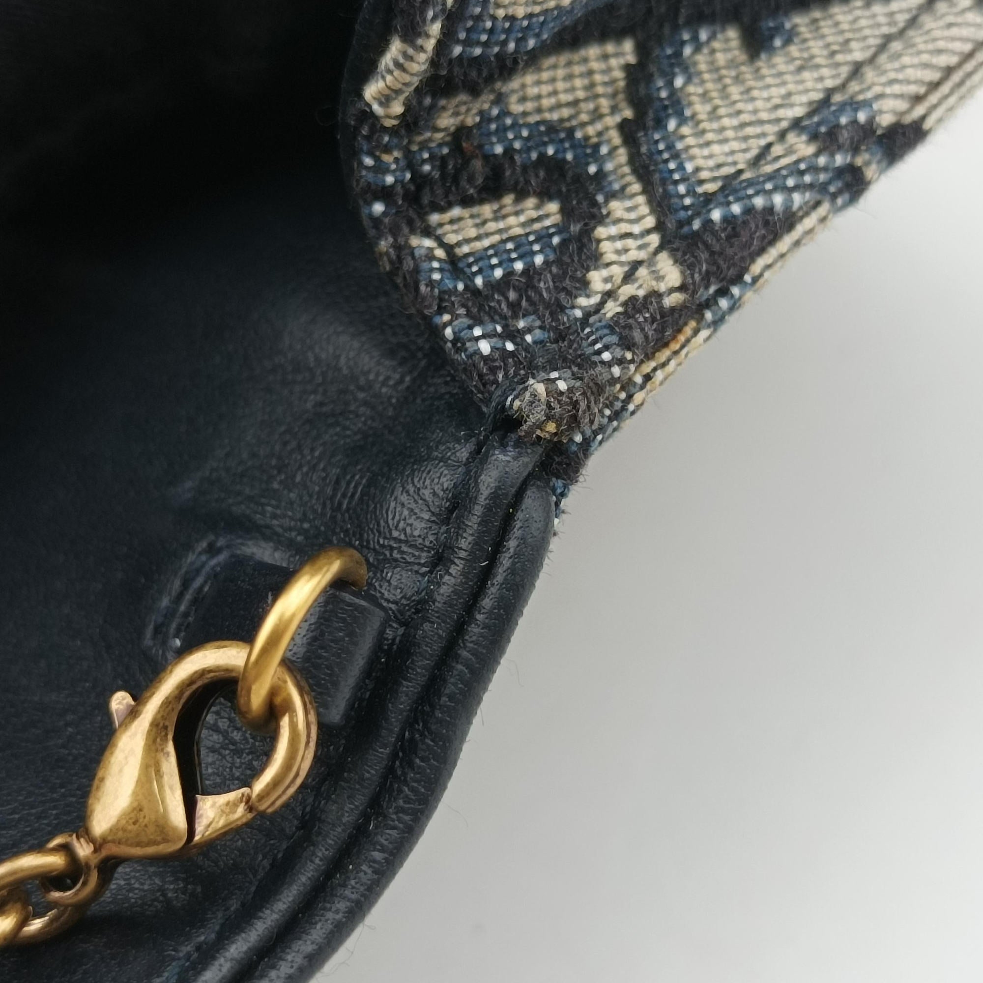 Pre-owned Christian Dior Saddle Navy×Gray jacquard  shoulderbag | stylenewstar