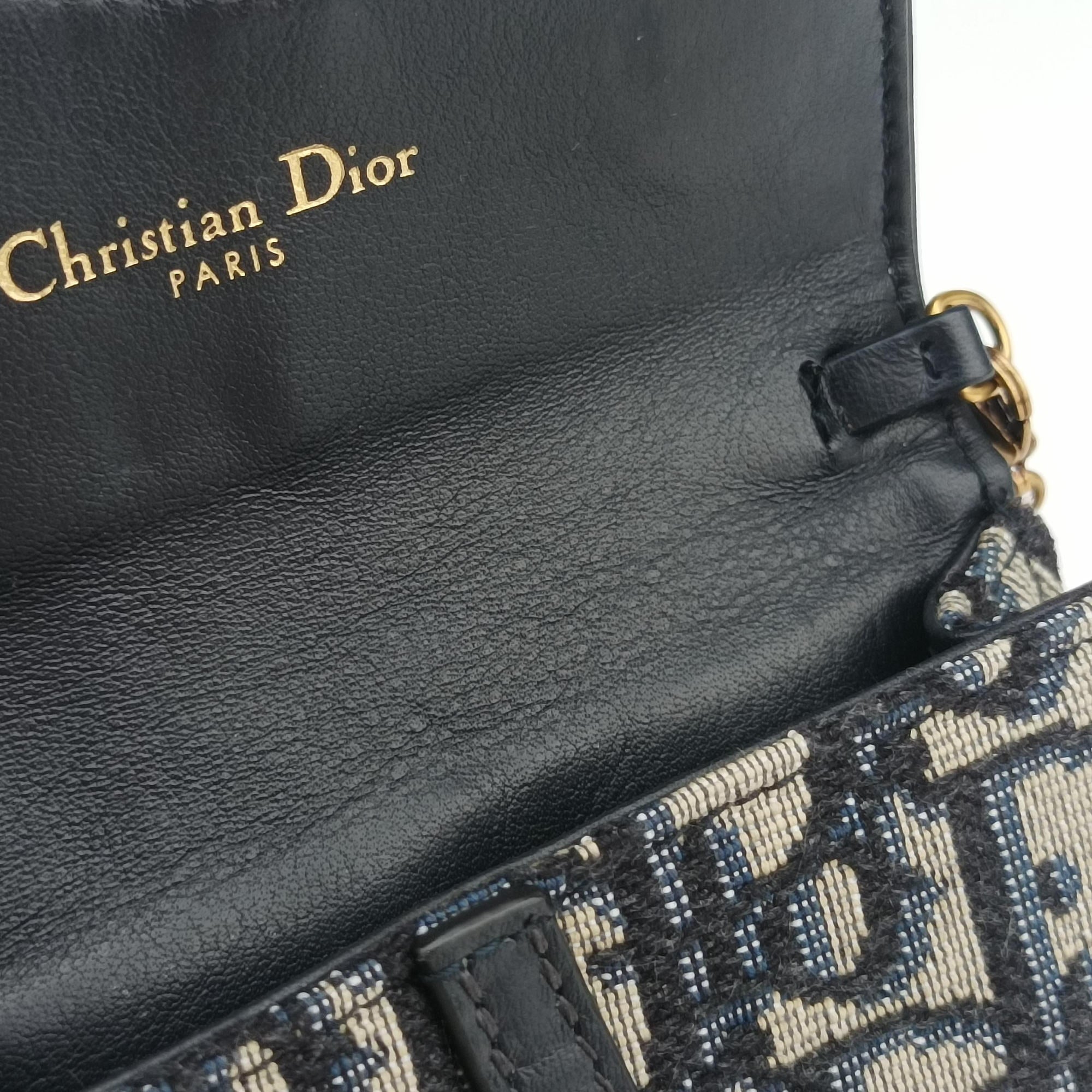Pre-owned Christian Dior Saddle Navy×Gray jacquard  shoulderbag | stylenewstar