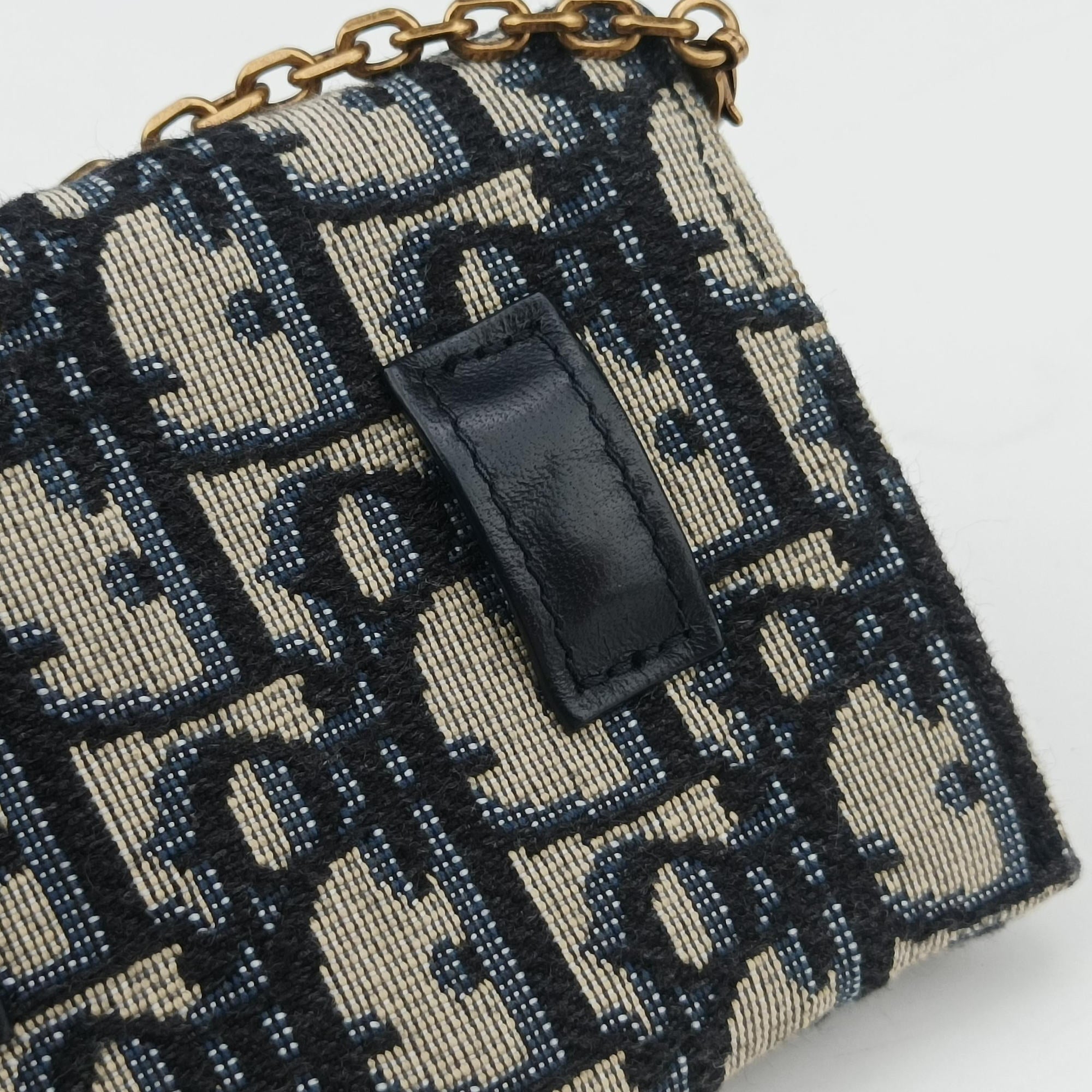 Pre-owned Christian Dior Saddle Navy×Gray jacquard  shoulderbag | stylenewstar