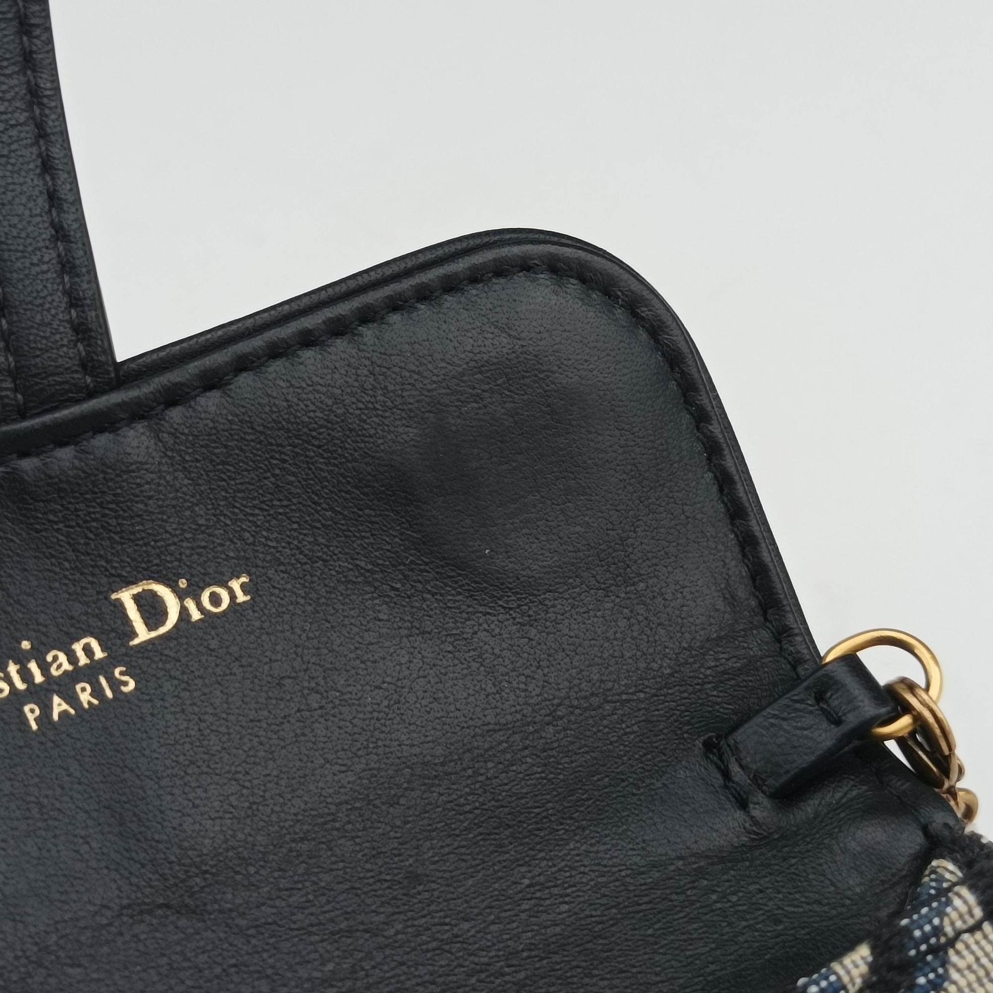 Pre-owned Christian Dior Saddle Navy×Gray jacquard  shoulderbag | stylenewstar