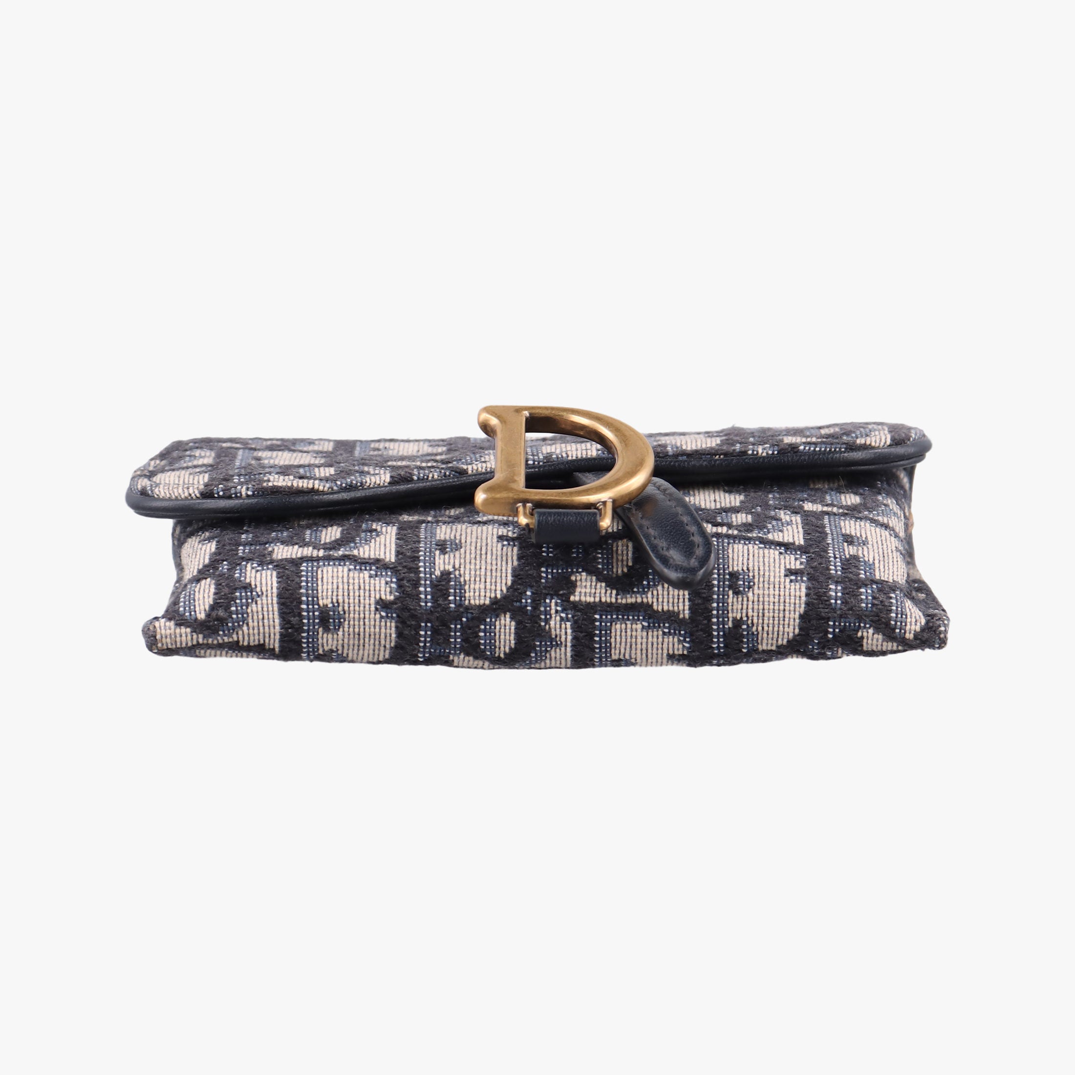 Pre-owned Christian Dior Saddle Navy×Gray jacquard  shoulderbag | stylenewstar