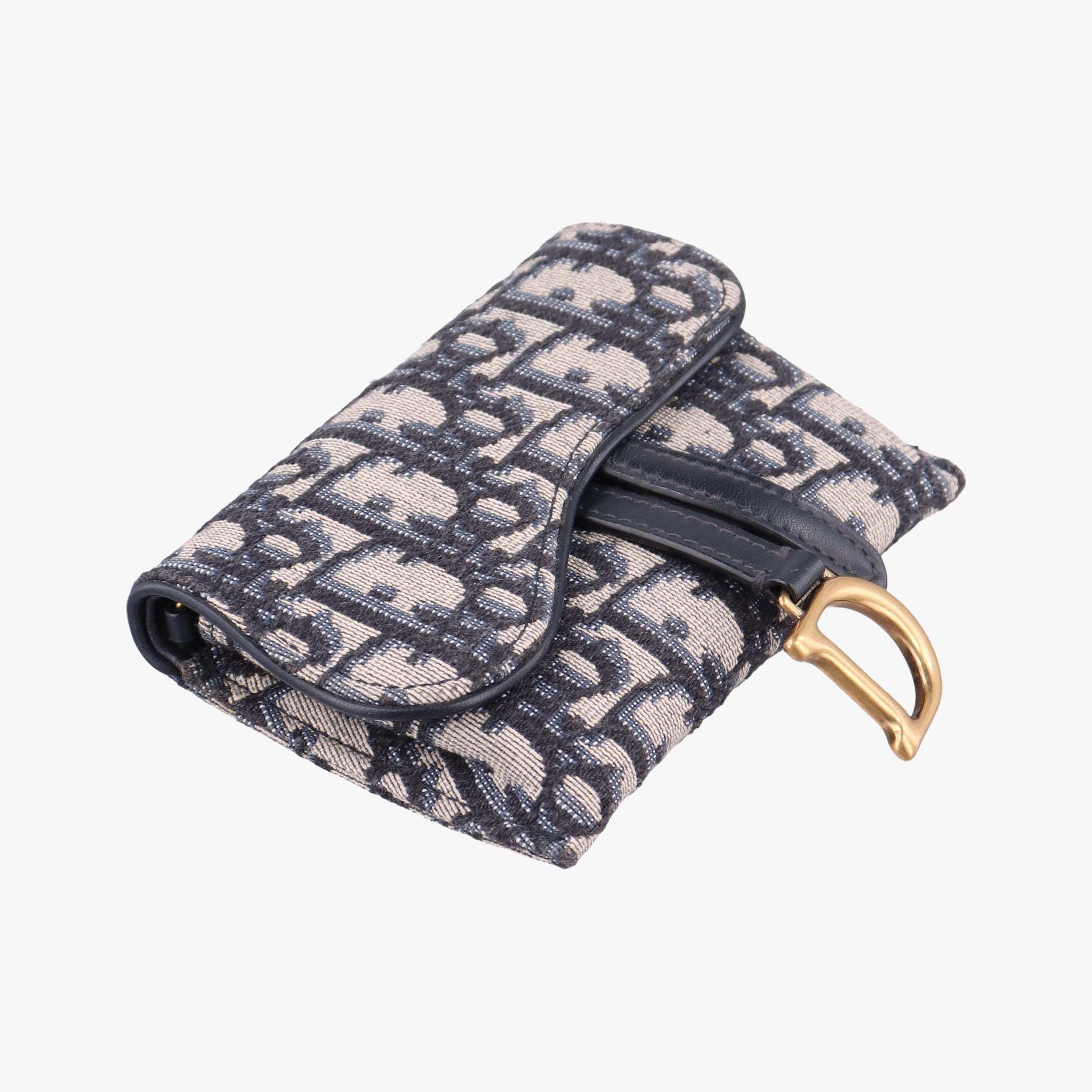 Pre-owned Christian Dior Saddle Navy×Gray jacquard  shoulderbag | stylenewstar