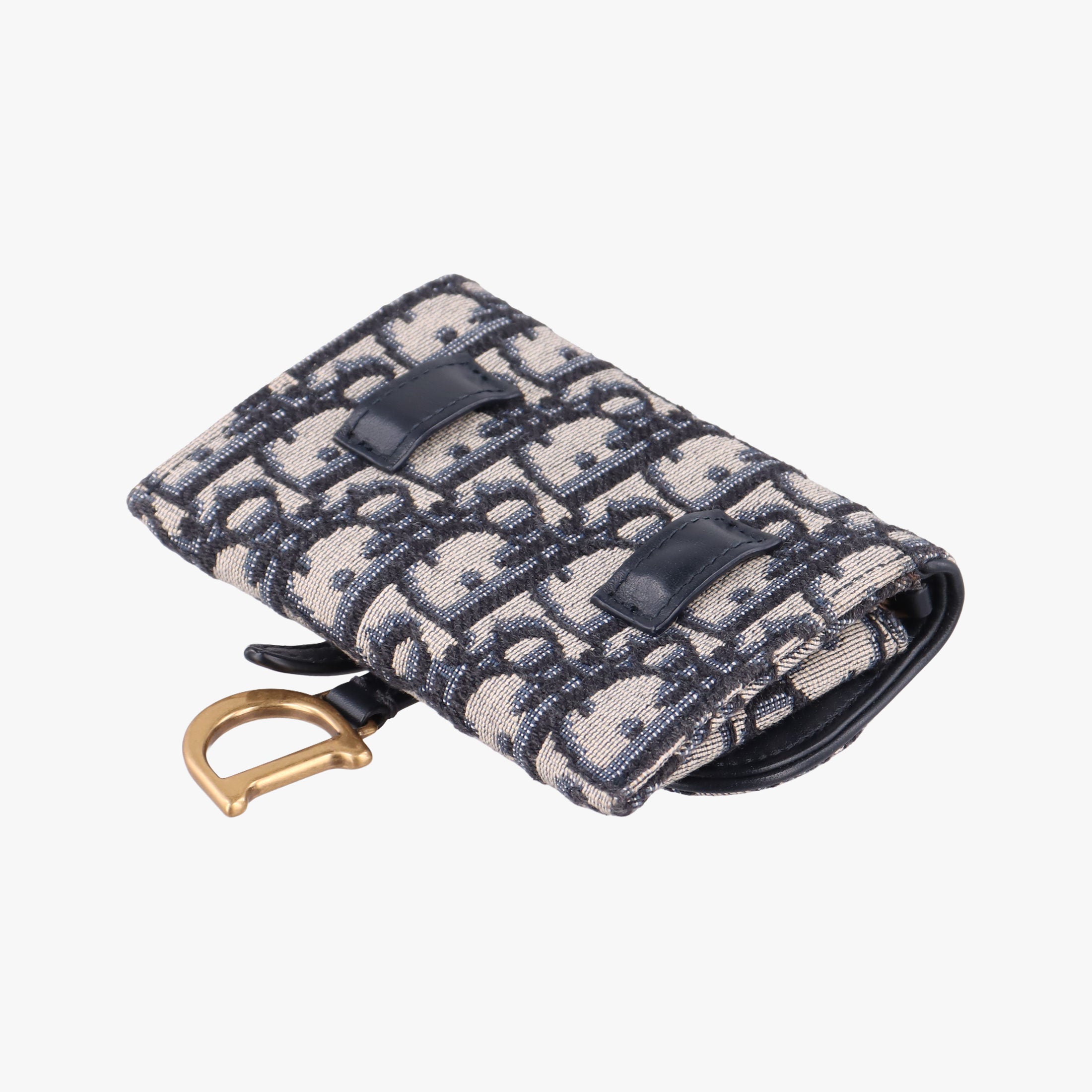 Pre-owned Christian Dior Saddle Navy×Gray jacquard  shoulderbag | stylenewstar