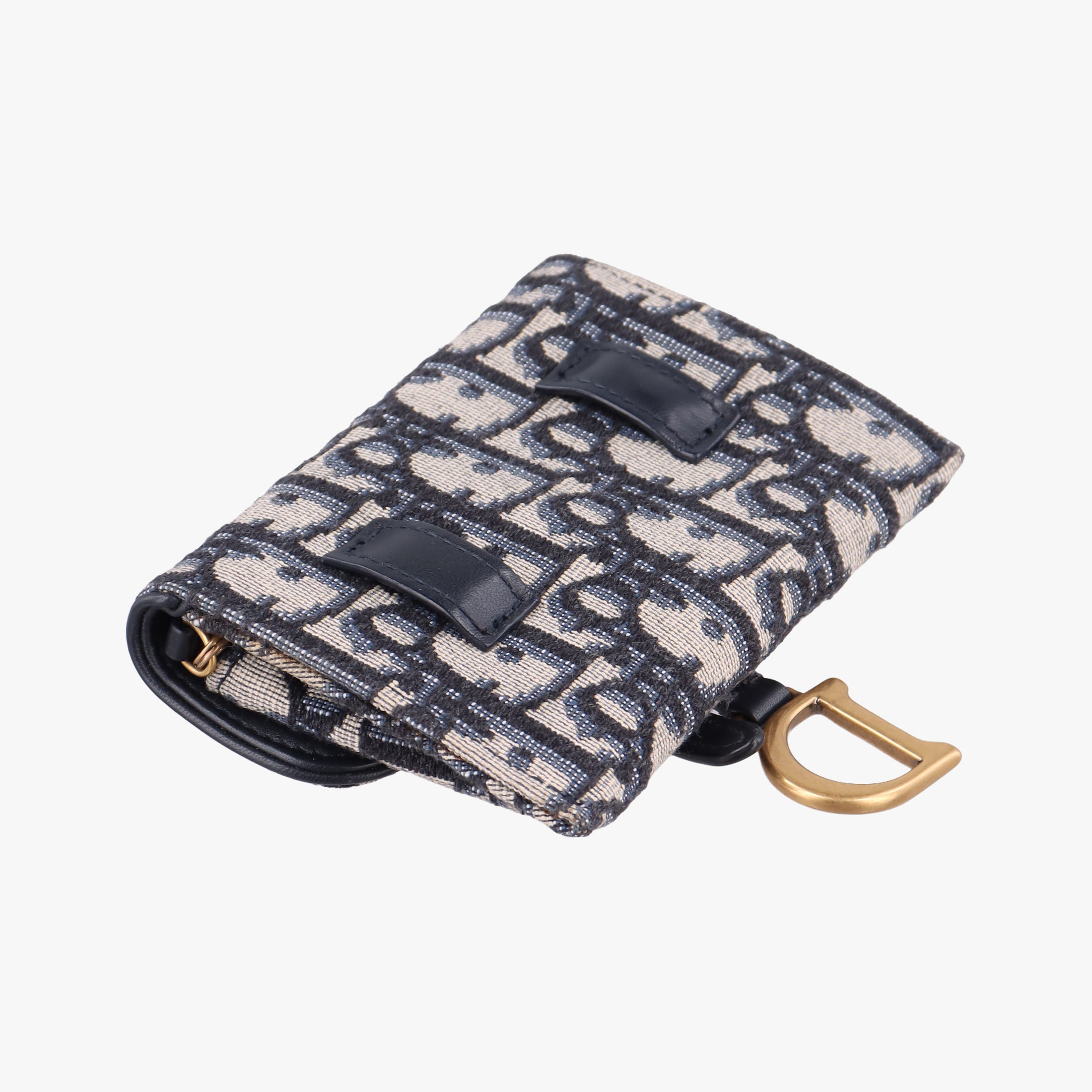 Pre-owned Christian Dior Saddle Navy×Gray jacquard  shoulderbag | stylenewstar