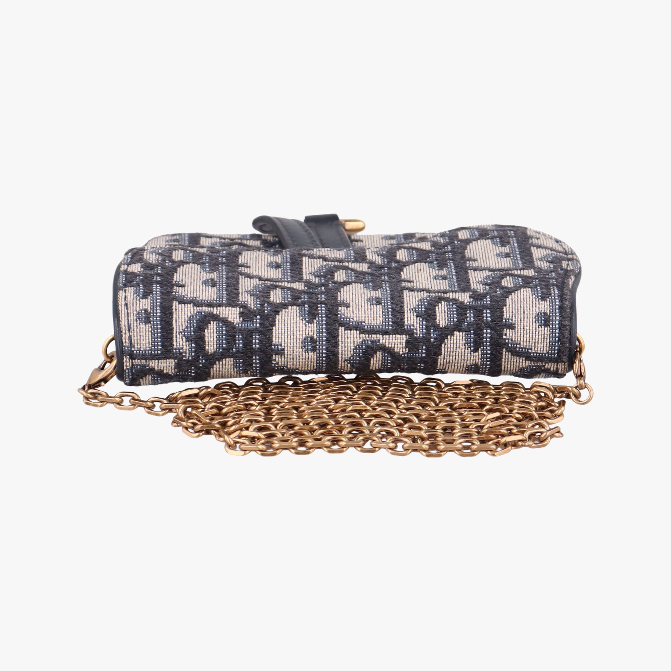 Pre-owned Christian Dior Saddle Navy×Gray jacquard  shoulderbag | stylenewstar