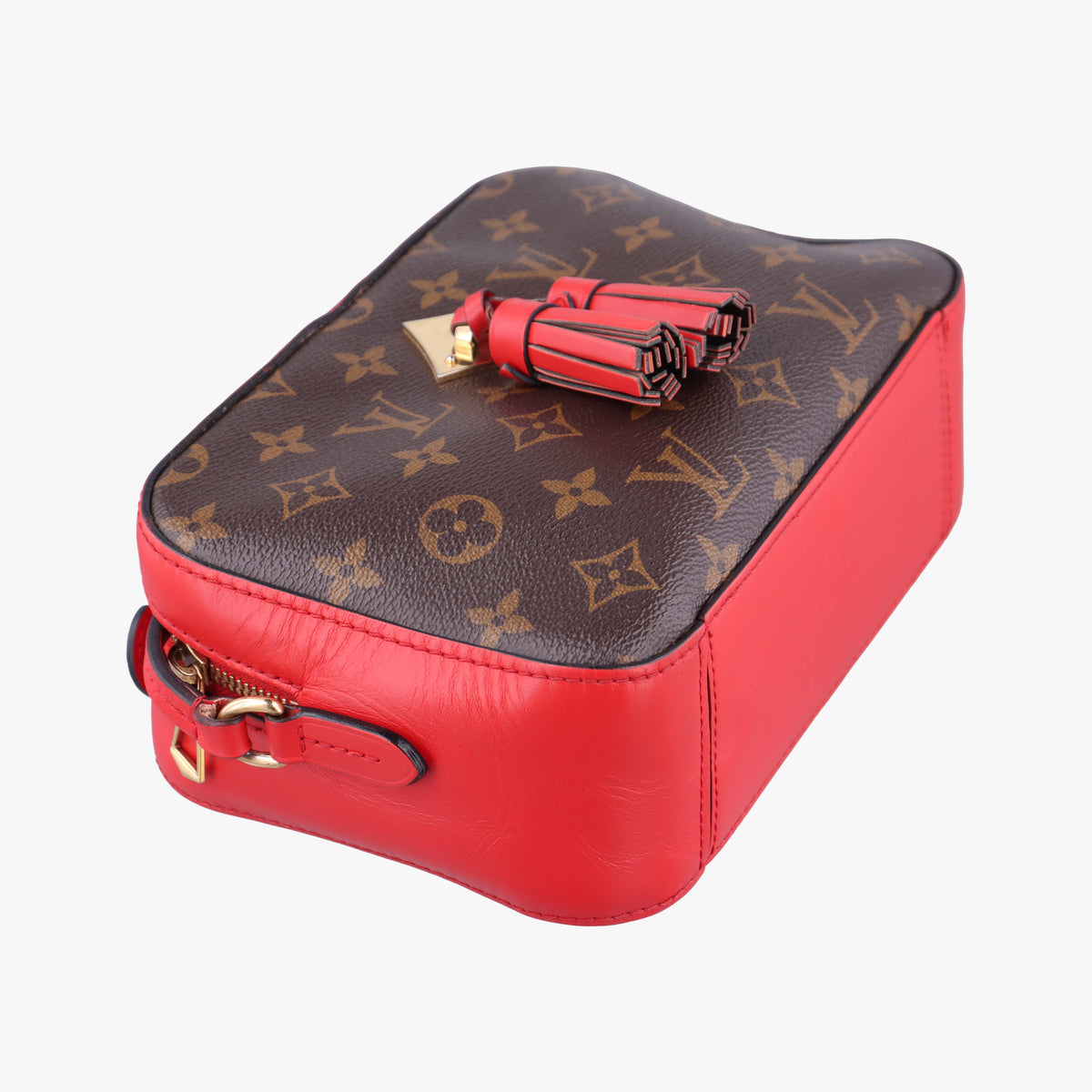 Secondhand Louis Vuitton SAINTONGE brown×COQUELICOT Monogram Canvas×calf leather M43556 shoulderbag | stylenewstar