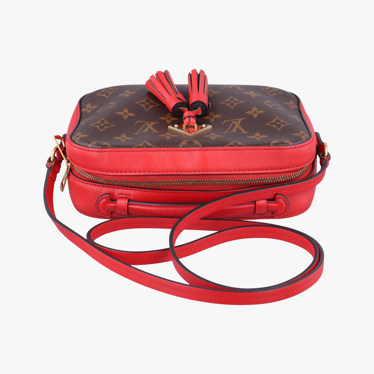 Secondhand Louis Vuitton SAINTONGE brown×COQUELICOT Monogram Canvas×calf leather M43556 shoulderbag | stylenewstar