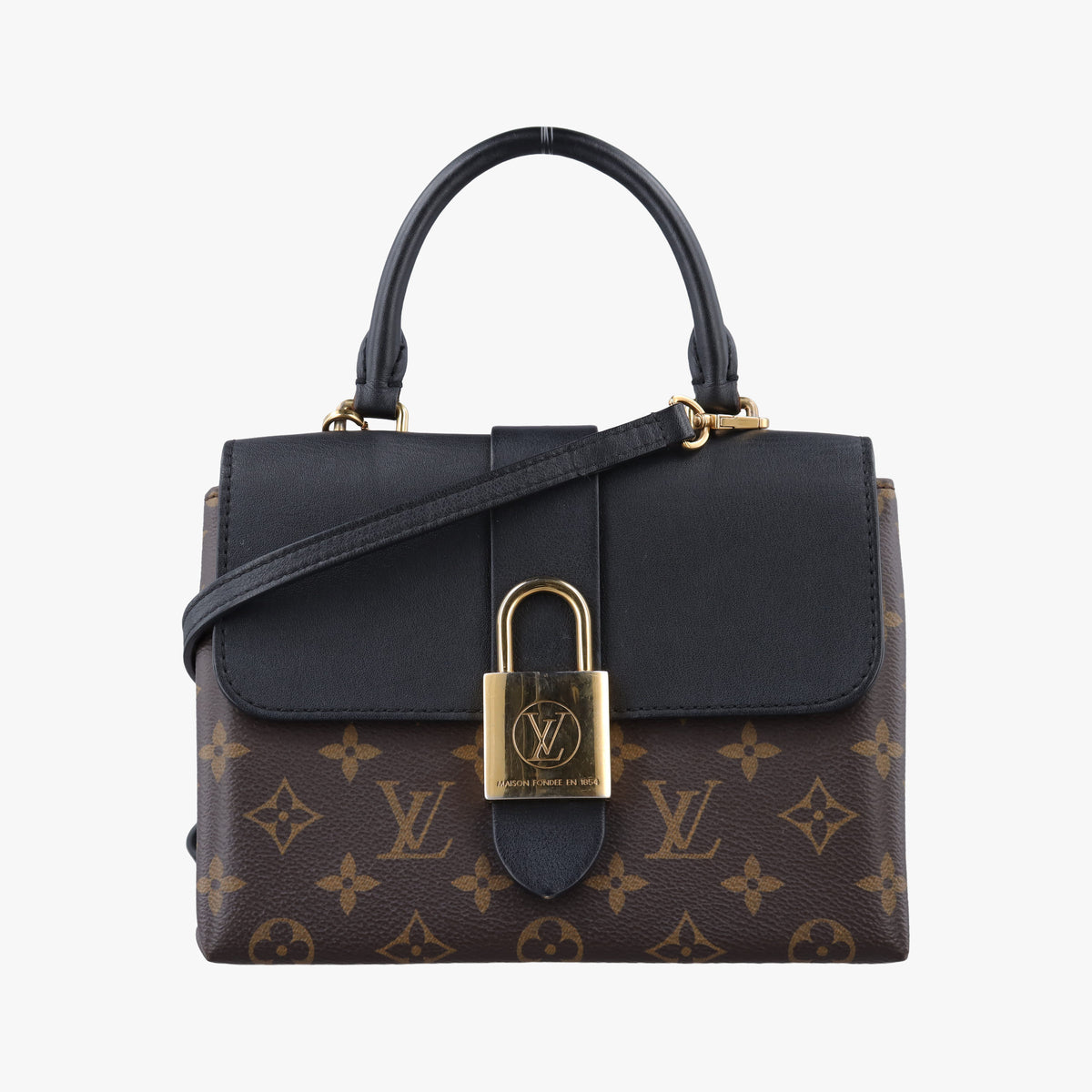 Secondhand Louis Vuitton Rocky BB Brown×black Monogram canvas×calf leather M44797 shoulderbag | stylenewstar