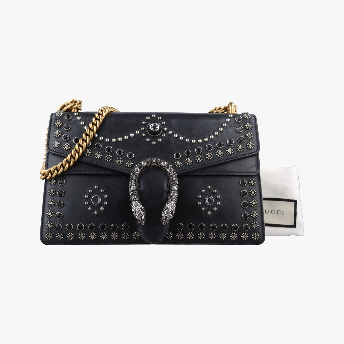 Pre-owned Gucci Dionysus Black Leather 400249 shoulderbag | stylenewstar