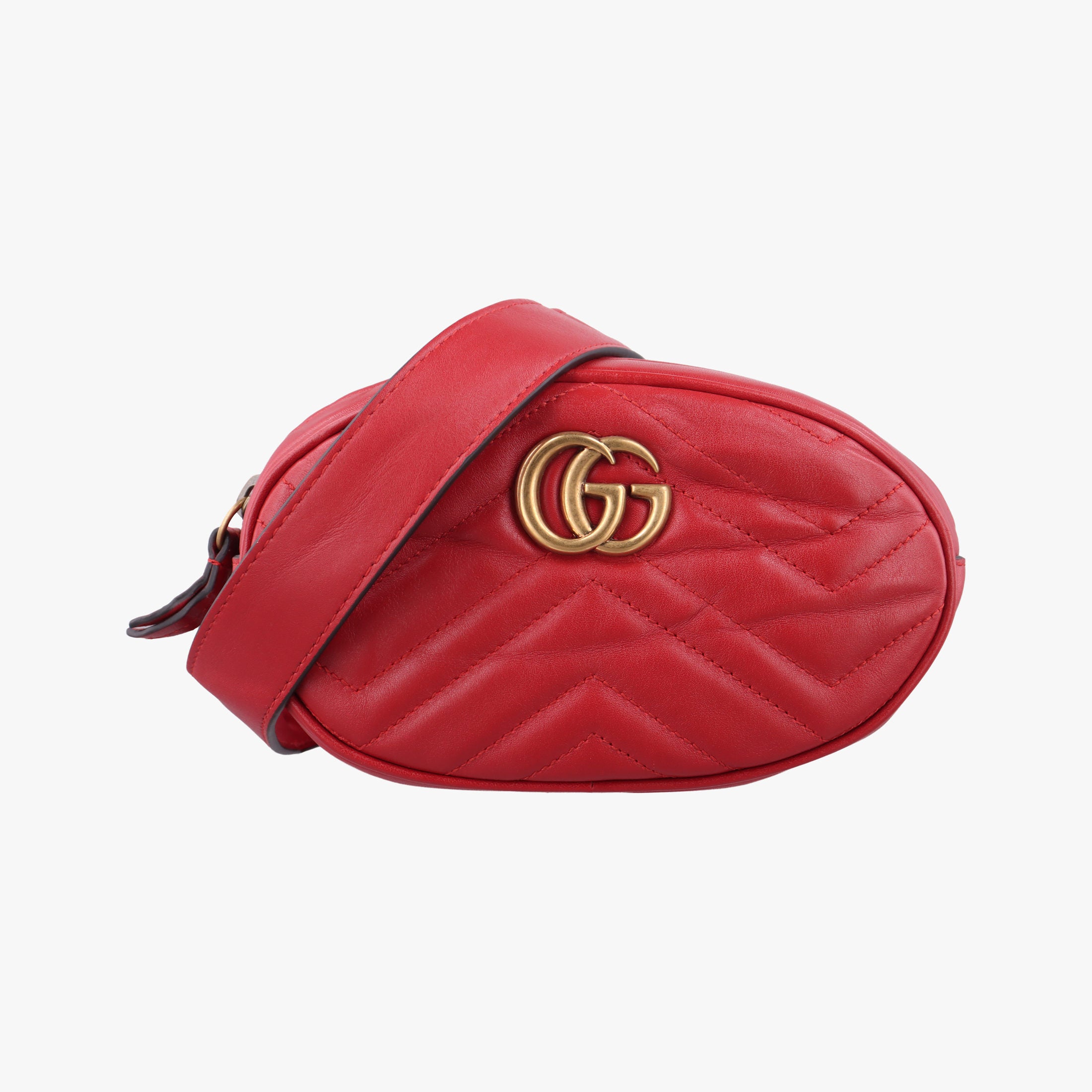 Pre-owned Gucci GG Marmont Red Leather 476434 bum bag/waist bag | stylenewstar