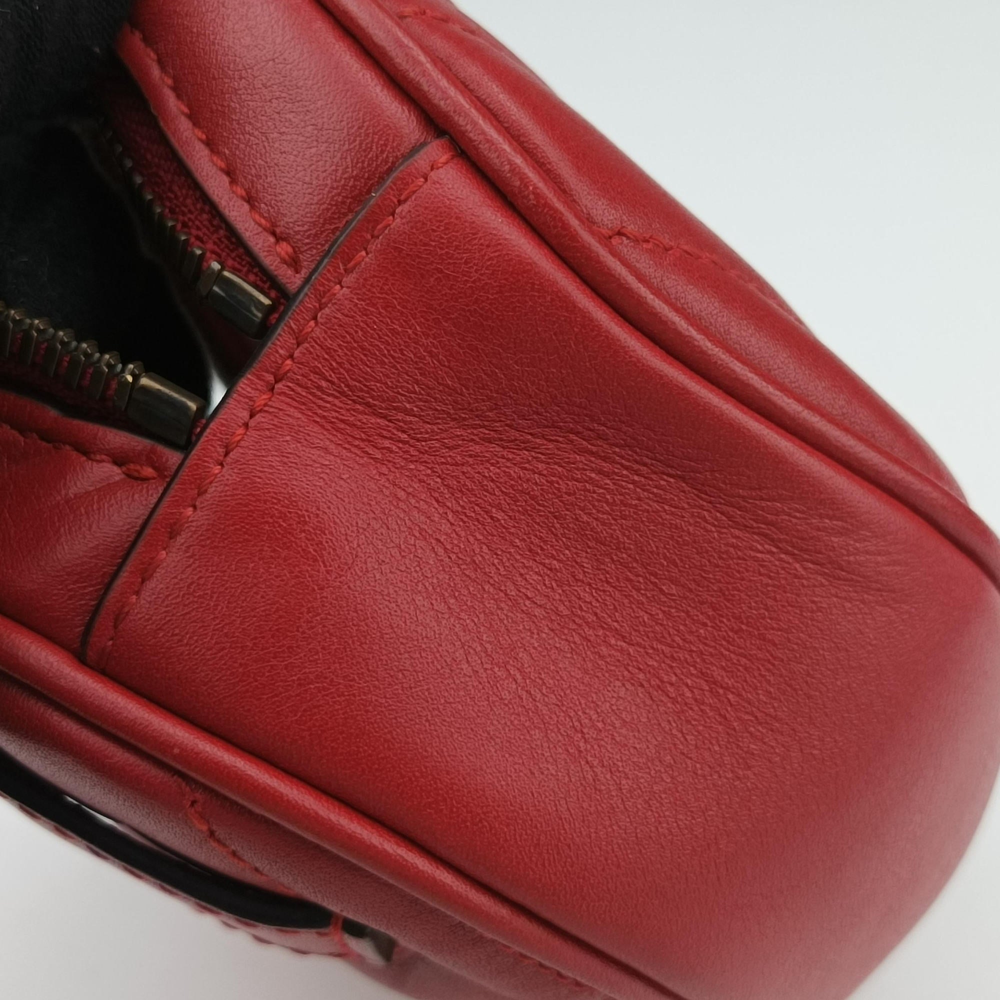 Pre-owned Gucci GG Marmont Red Leather 476434 bum bag/waist bag | stylenewstar