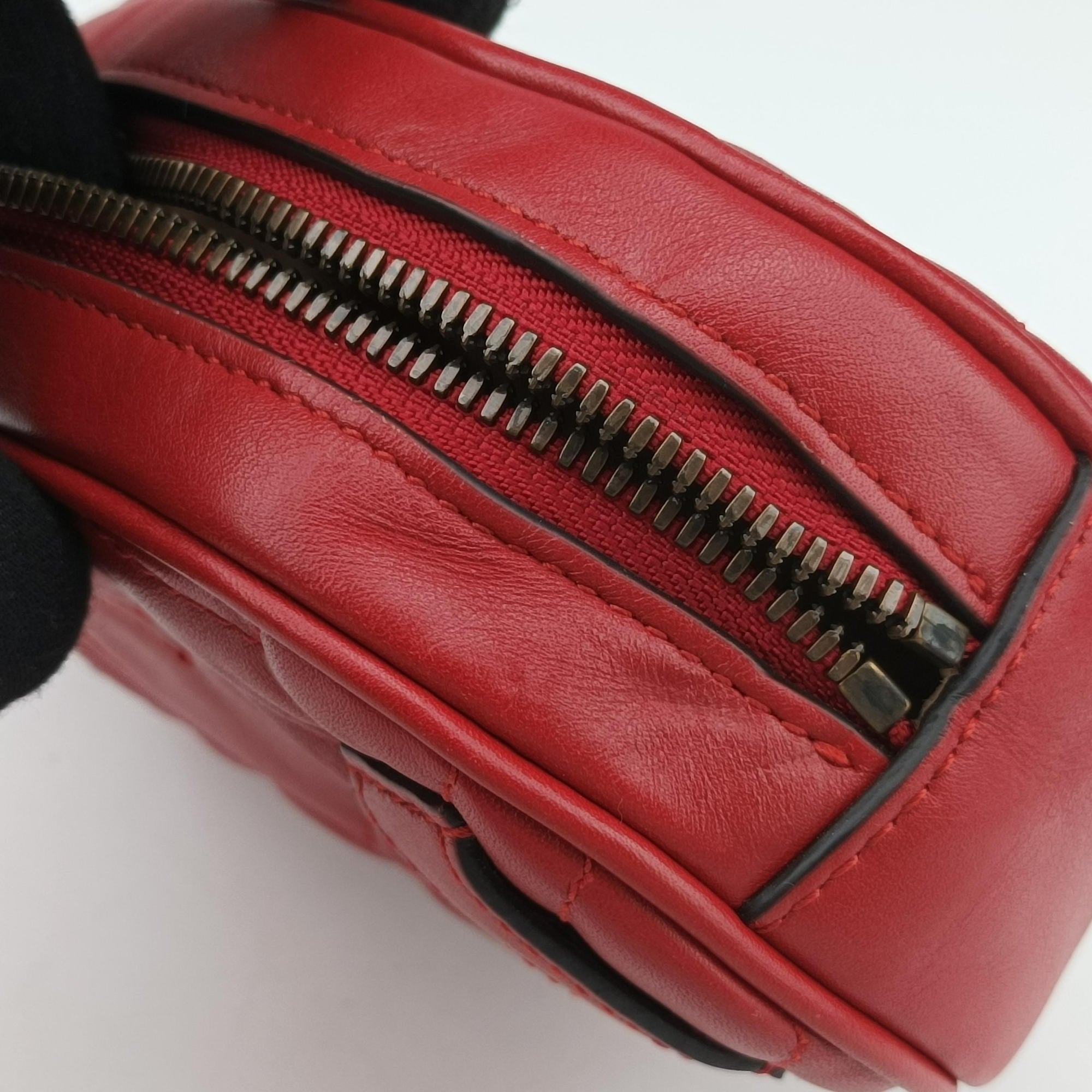 Pre-owned Gucci GG Marmont Red Leather 476434 bum bag/waist bag | stylenewstar