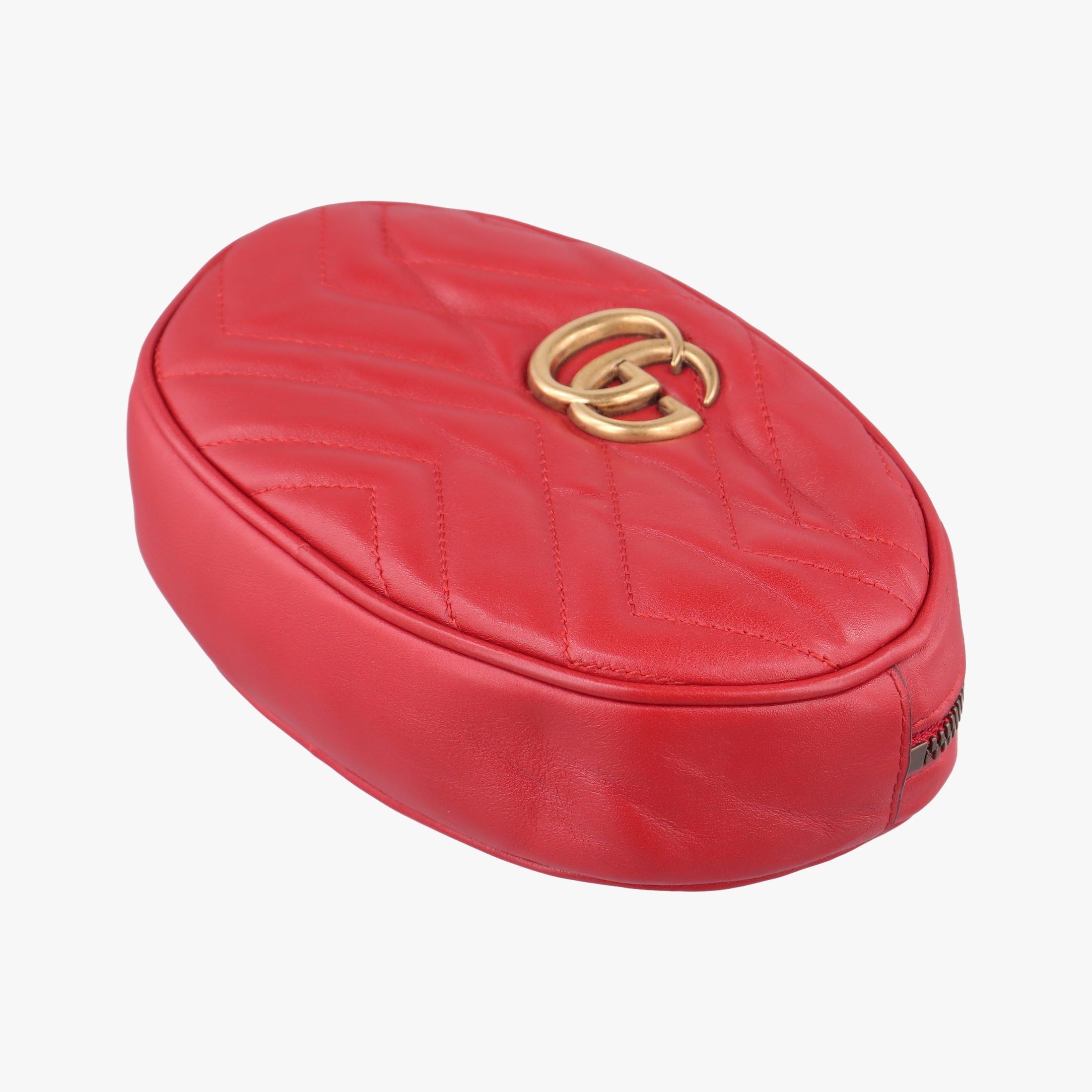 Pre-owned Gucci GG Marmont Red Leather 476434 bum bag/waist bag | stylenewstar
