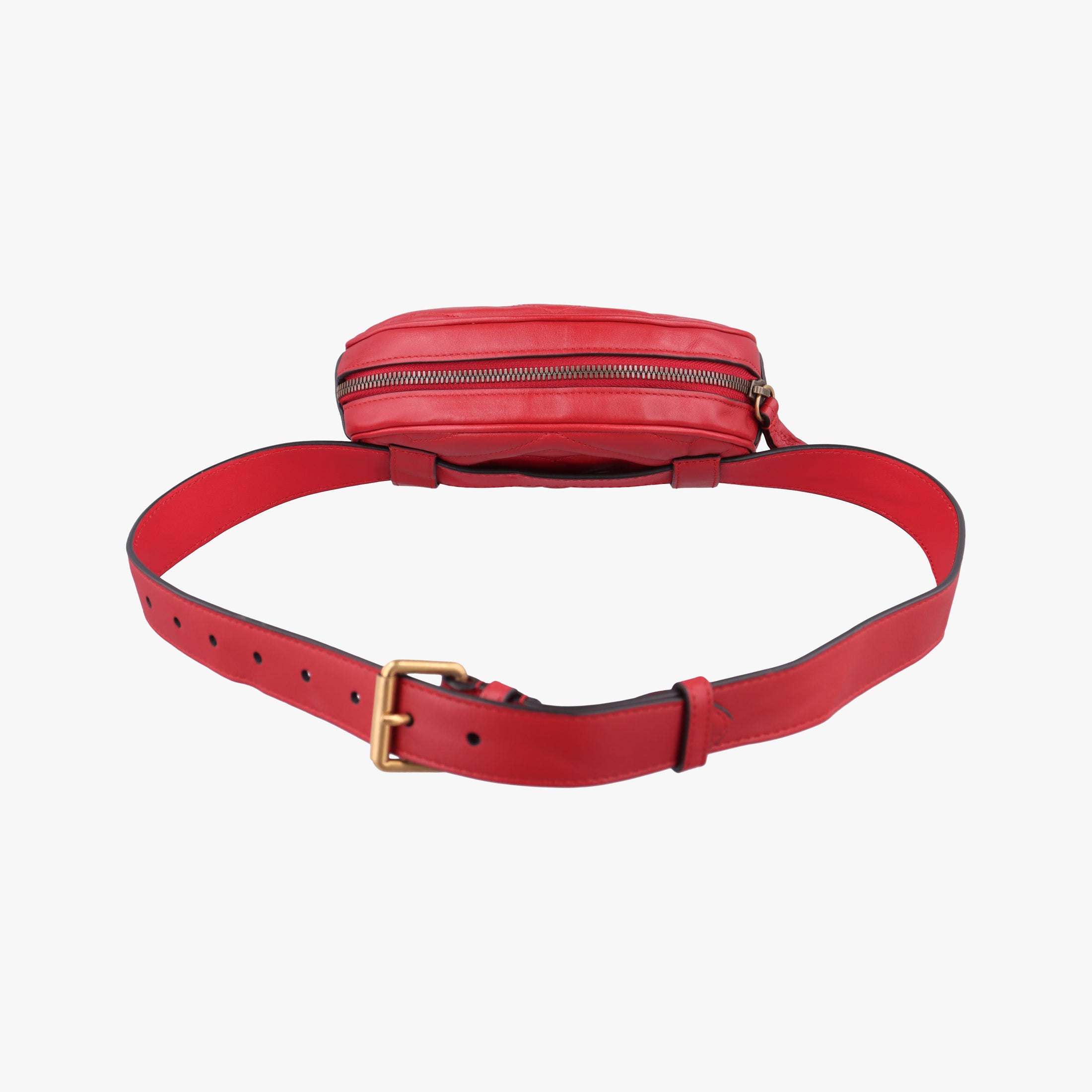 Pre-owned Gucci GG Marmont Red Leather 476434 bum bag/waist bag | stylenewstar