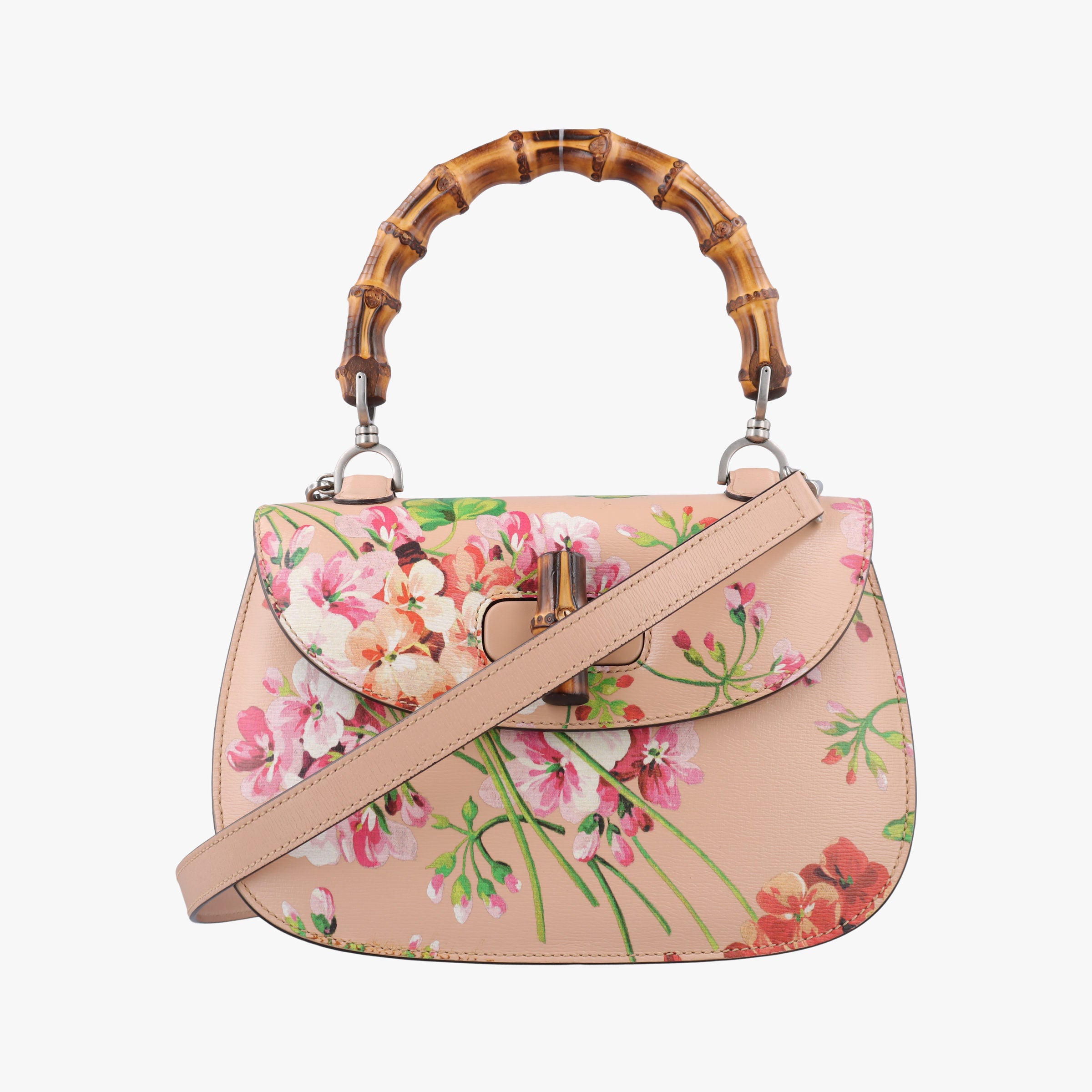 Pre-owned Gucci Bamboo Pink×Multicolour Leather 409398 shoulderbag | stylenewstar