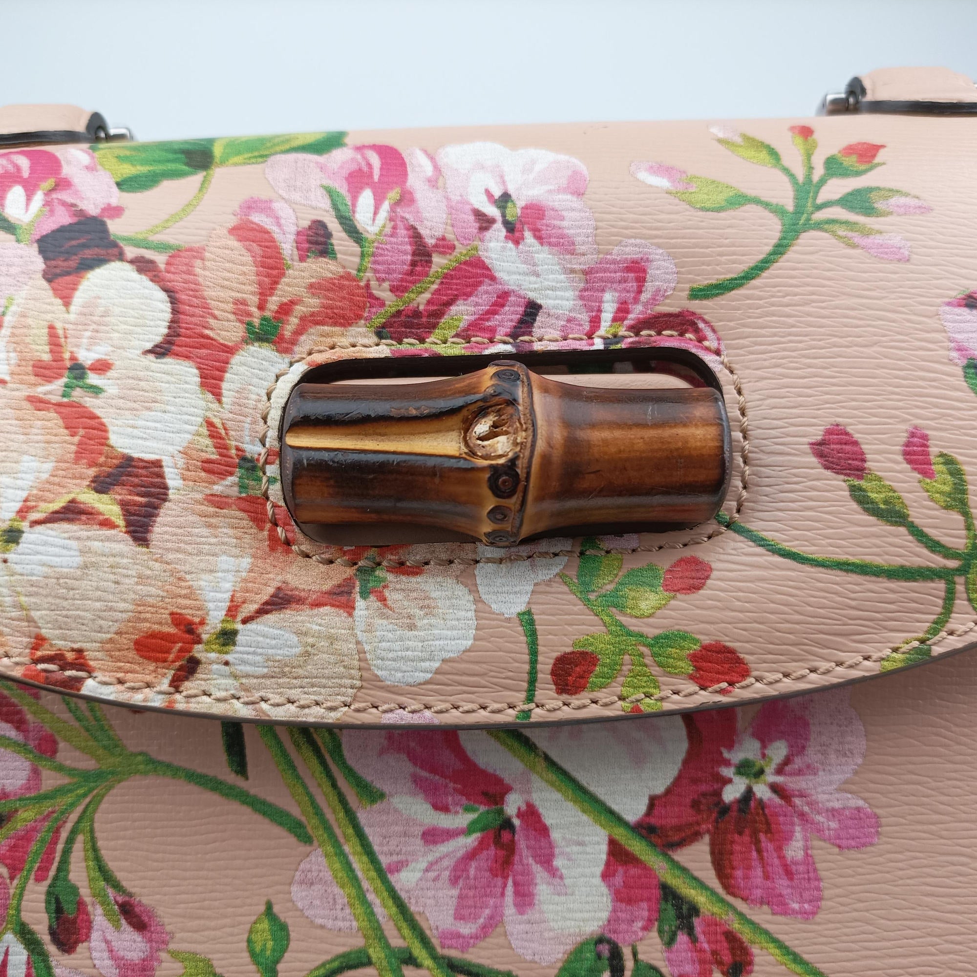 Pre-owned Gucci Bamboo Pink×Multicolour Leather 409398 shoulderbag | stylenewstar