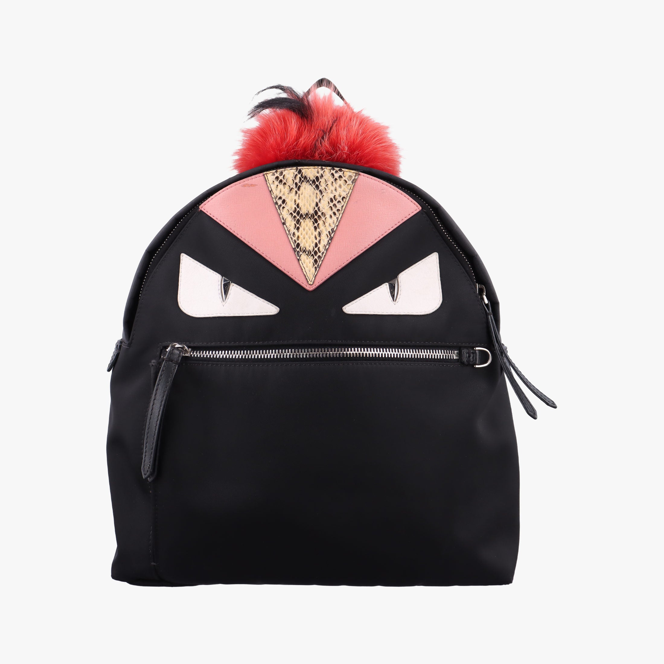 Pre-owned Fendi monster bag bugs Black x Multicolour Nylon x leather 8BZ035 backpack/rucksack | stylenewstar