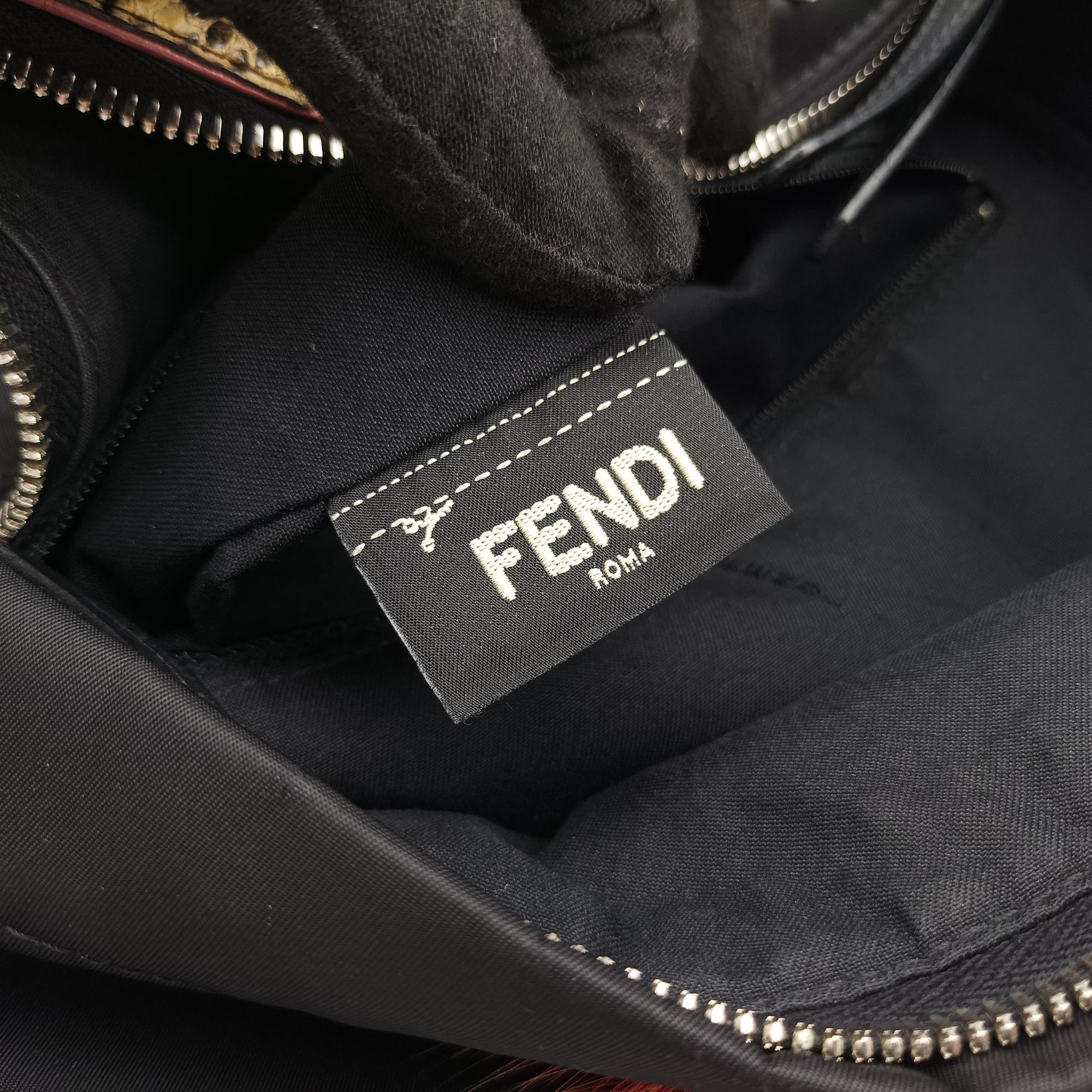 Pre-owned Fendi monster bag bugs Black x Multicolour Nylon x leather 8BZ035 backpack/rucksack | stylenewstar