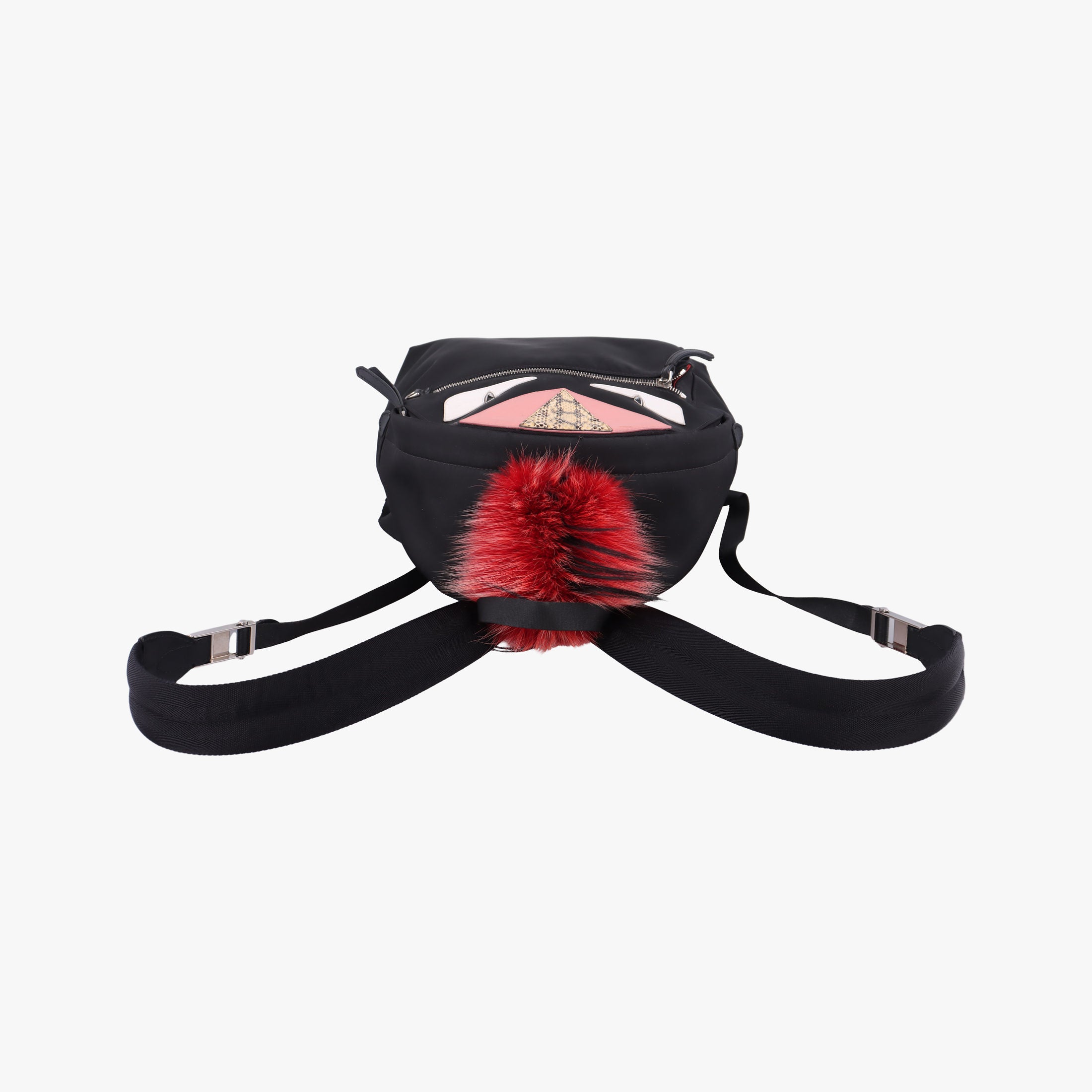 Pre-owned Fendi monster bag bugs Black x Multicolour Nylon x leather 8BZ035 backpack/rucksack | stylenewstar