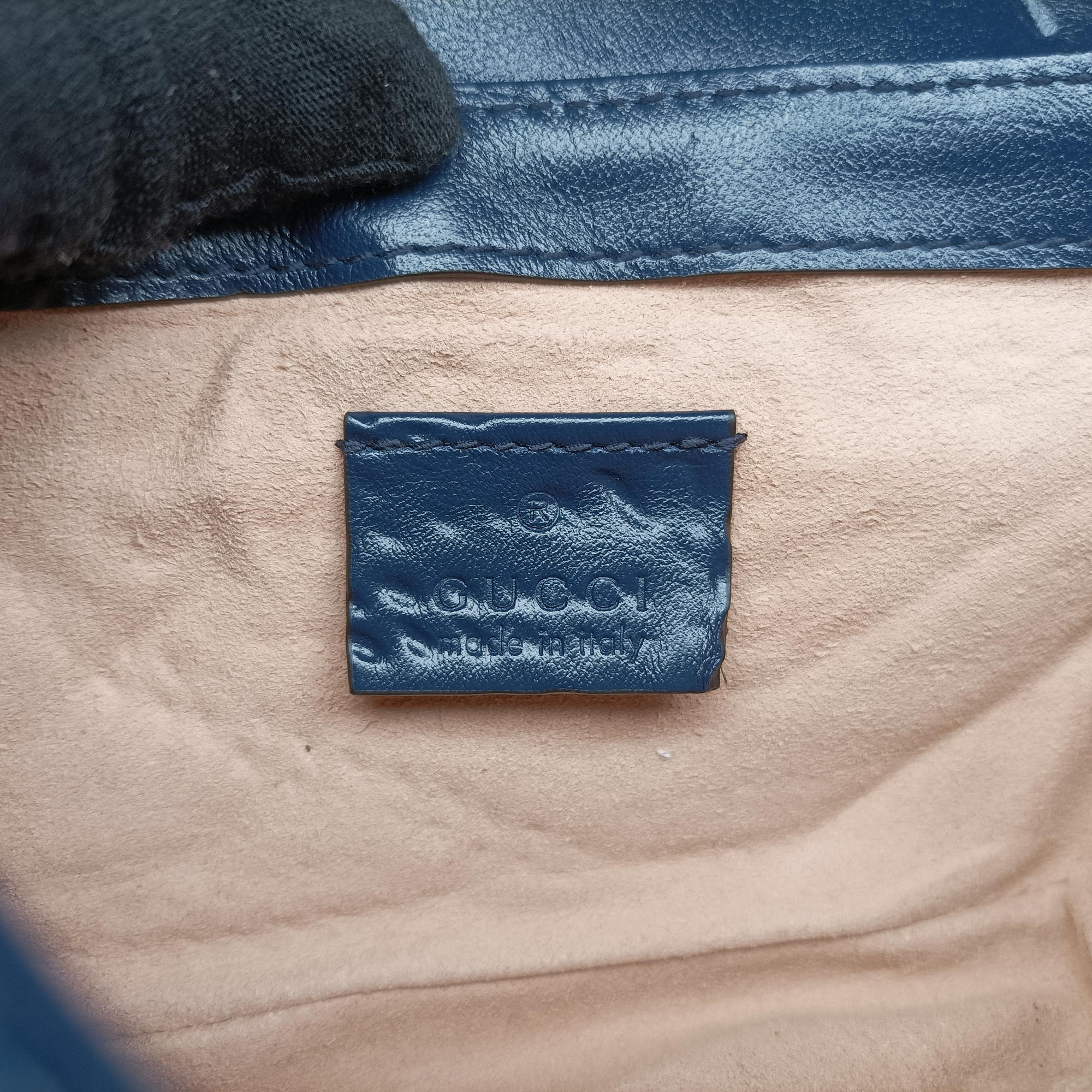 Vintage Gucci GG Marmont White×blue Leather 574969 shoulderbag | stylenewstar