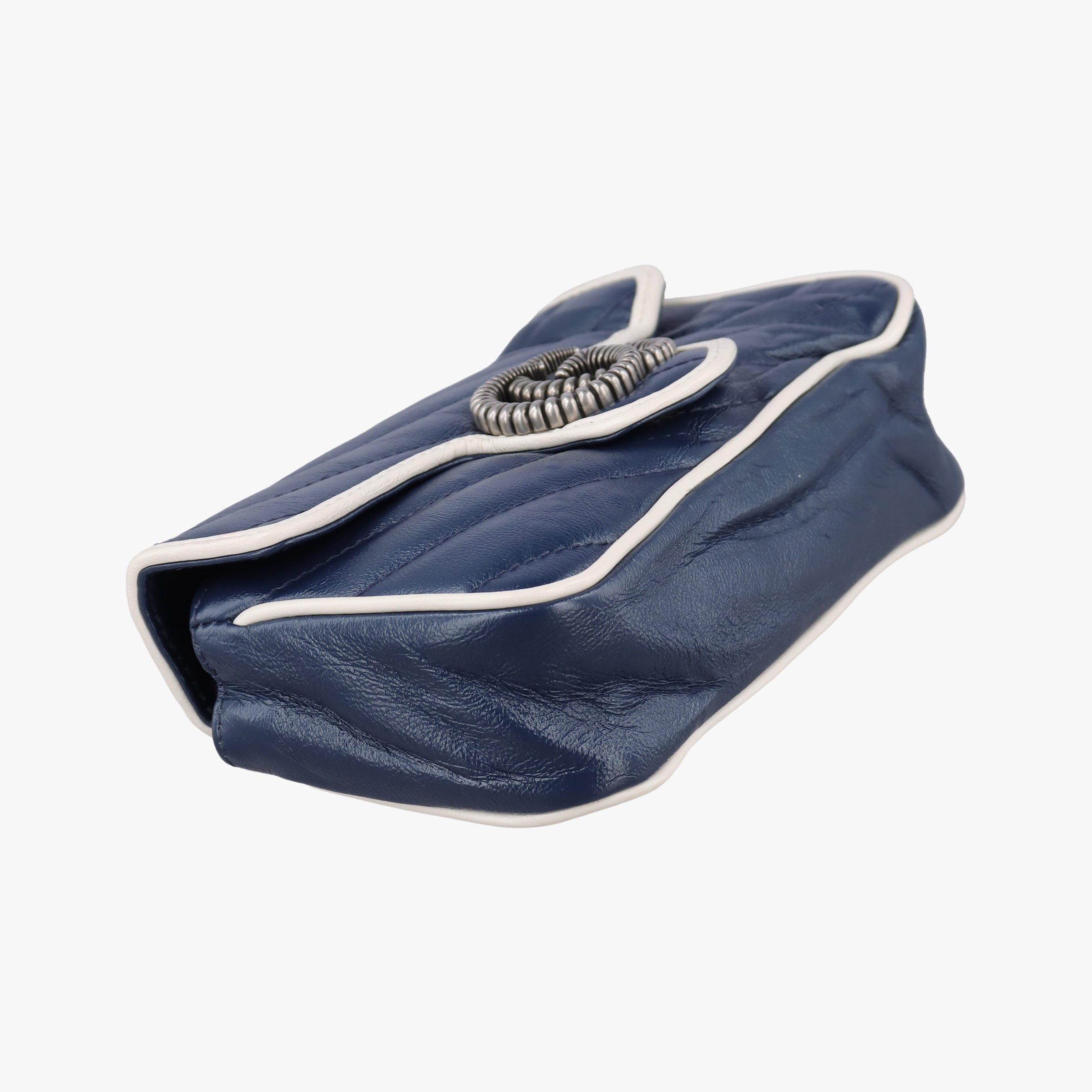 Vintage Gucci GG Marmont White×blue Leather 574969 shoulderbag | stylenewstar