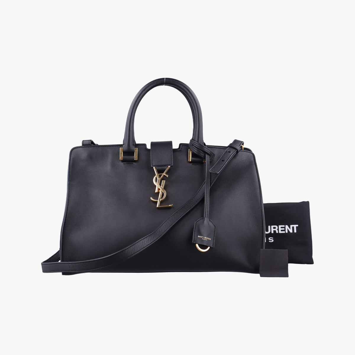Pre-owned Yves Saint Laurent BABY CABAS Black Leather 394461 shoulderbag | stylenewstar