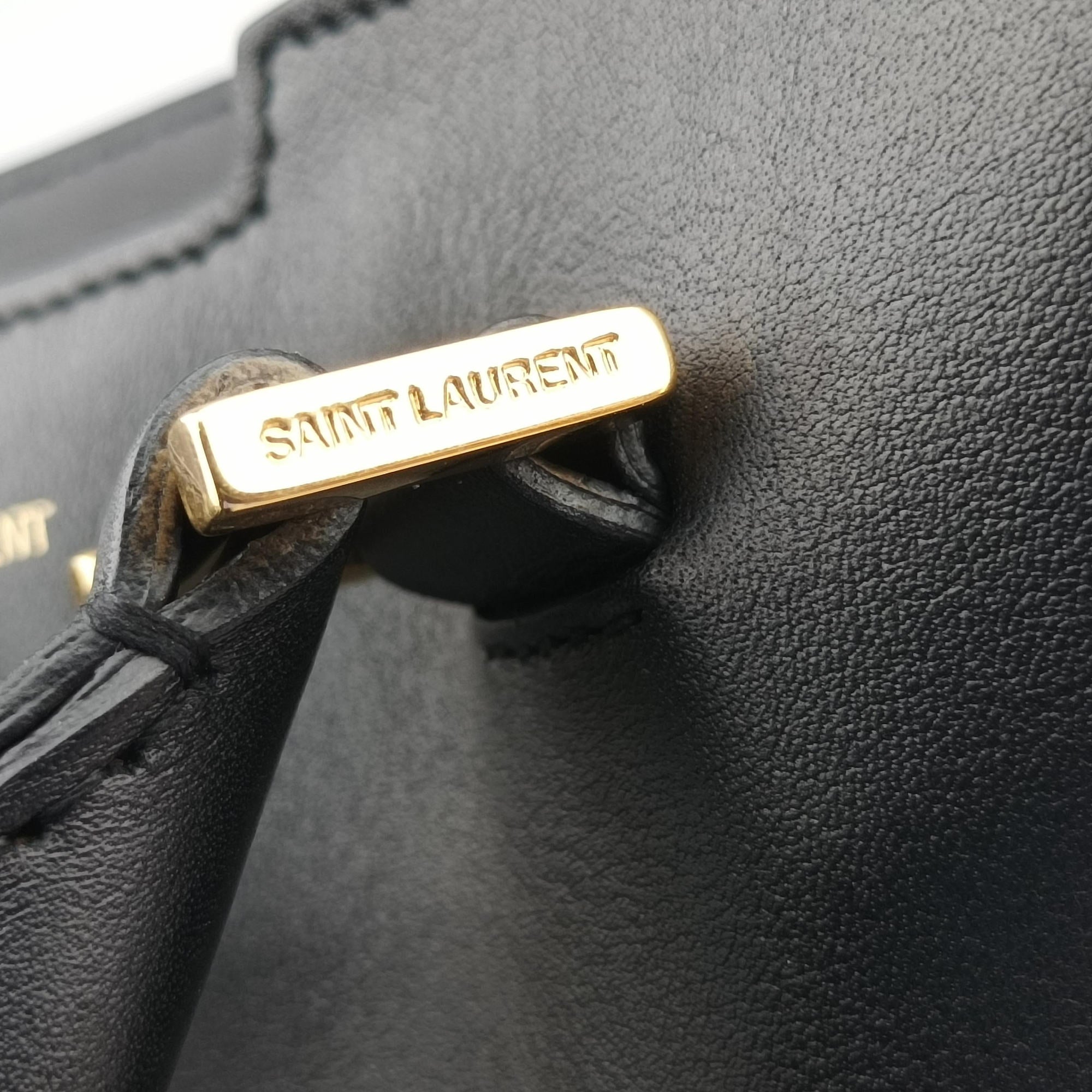 Pre-owned Yves Saint Laurent BABY CABAS Black Leather 394461 shoulderbag | stylenewstar
