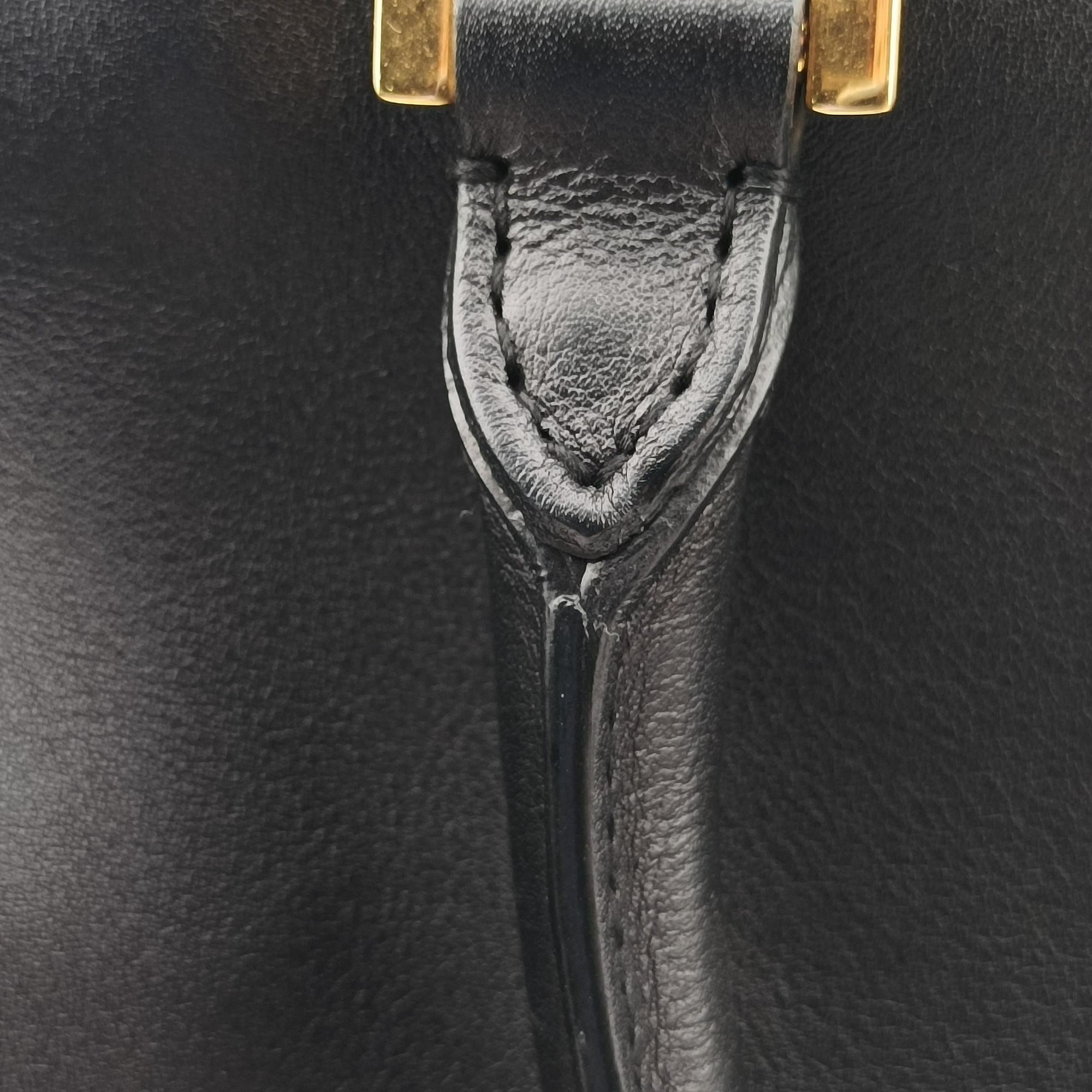 Pre-owned Yves Saint Laurent BABY CABAS Black Leather 394461 shoulderbag | stylenewstar