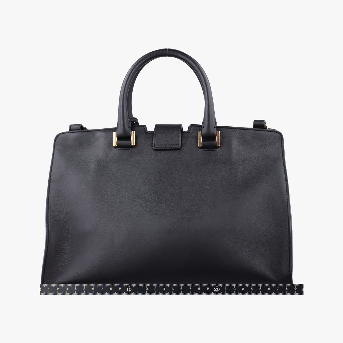Pre-owned Yves Saint Laurent BABY CABAS Black Leather 394461 shoulderbag | stylenewstar