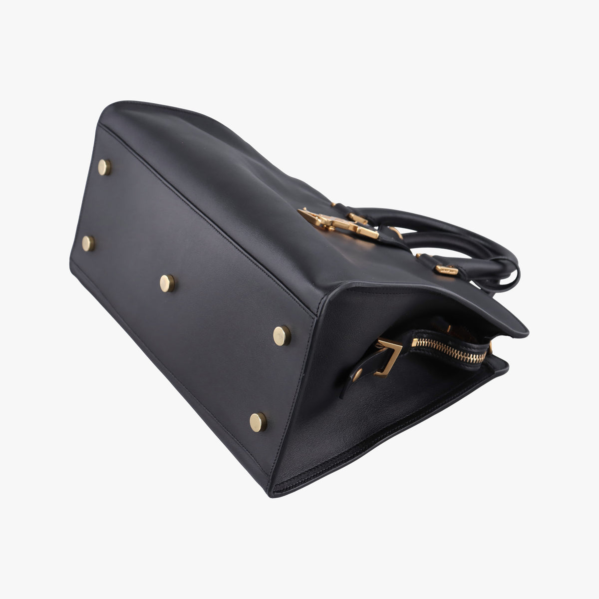 Pre-owned Yves Saint Laurent BABY CABAS Black Leather 394461 shoulderbag | stylenewstar