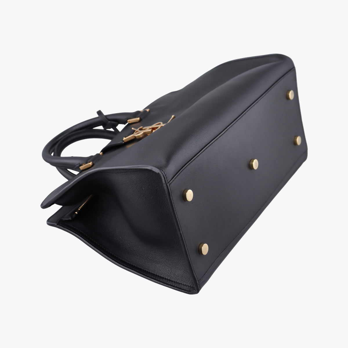 Pre-owned Yves Saint Laurent BABY CABAS Black Leather 394461 shoulderbag | stylenewstar