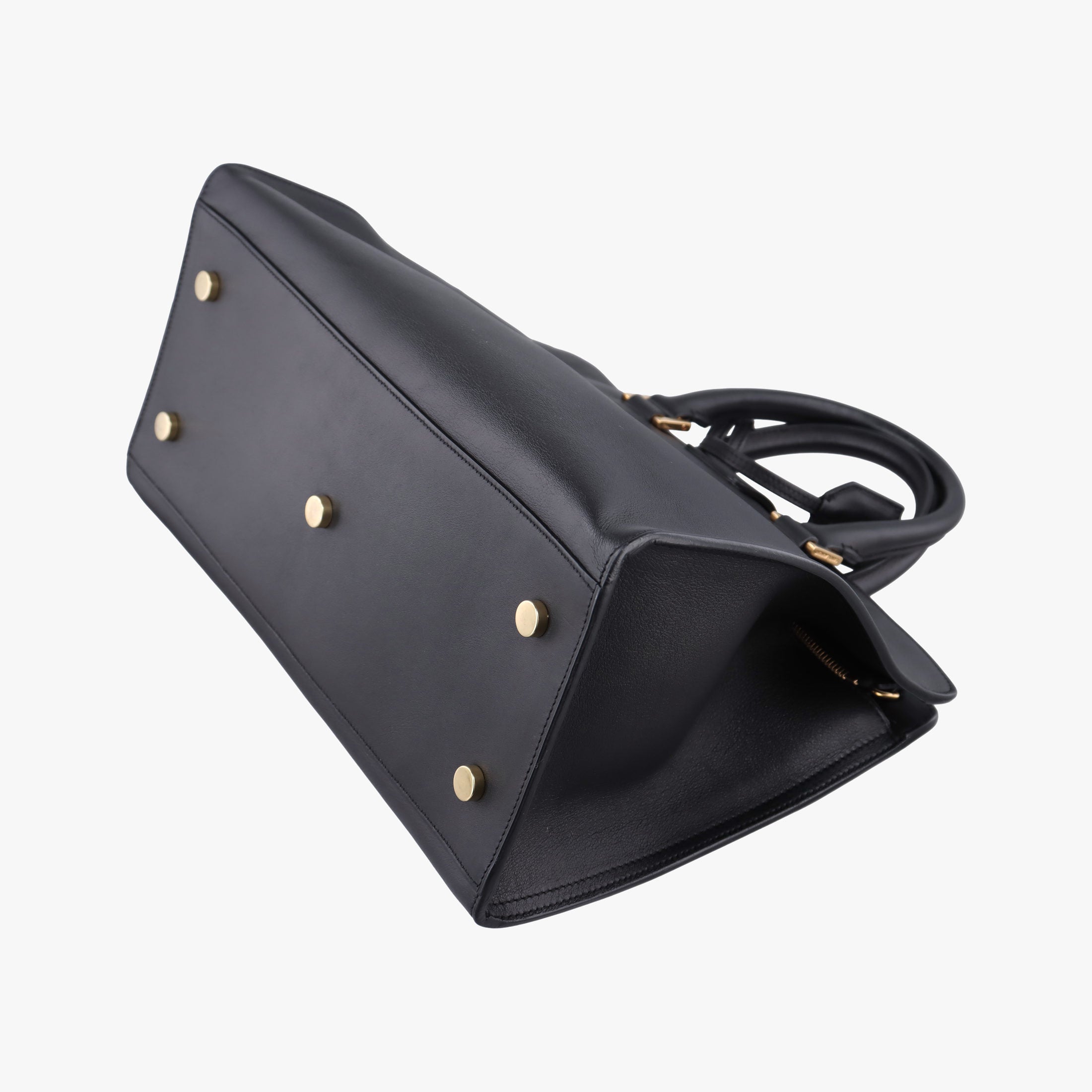 Pre-owned Yves Saint Laurent BABY CABAS Black Leather 394461 shoulderbag | stylenewstar