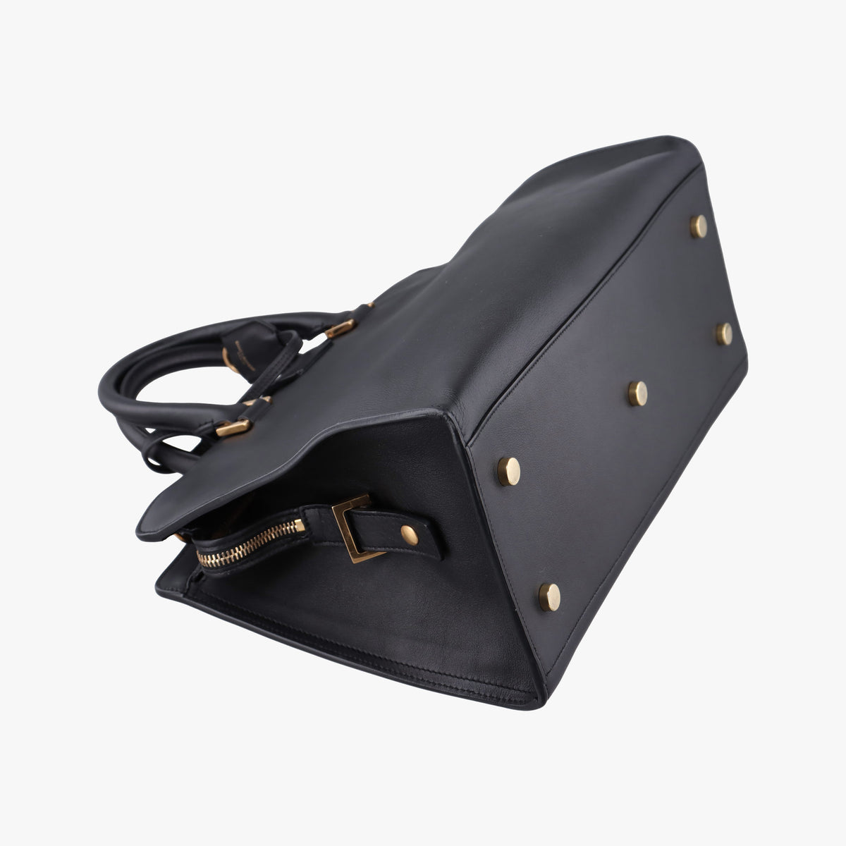 Pre-owned Yves Saint Laurent BABY CABAS Black Leather 394461 shoulderbag | stylenewstar