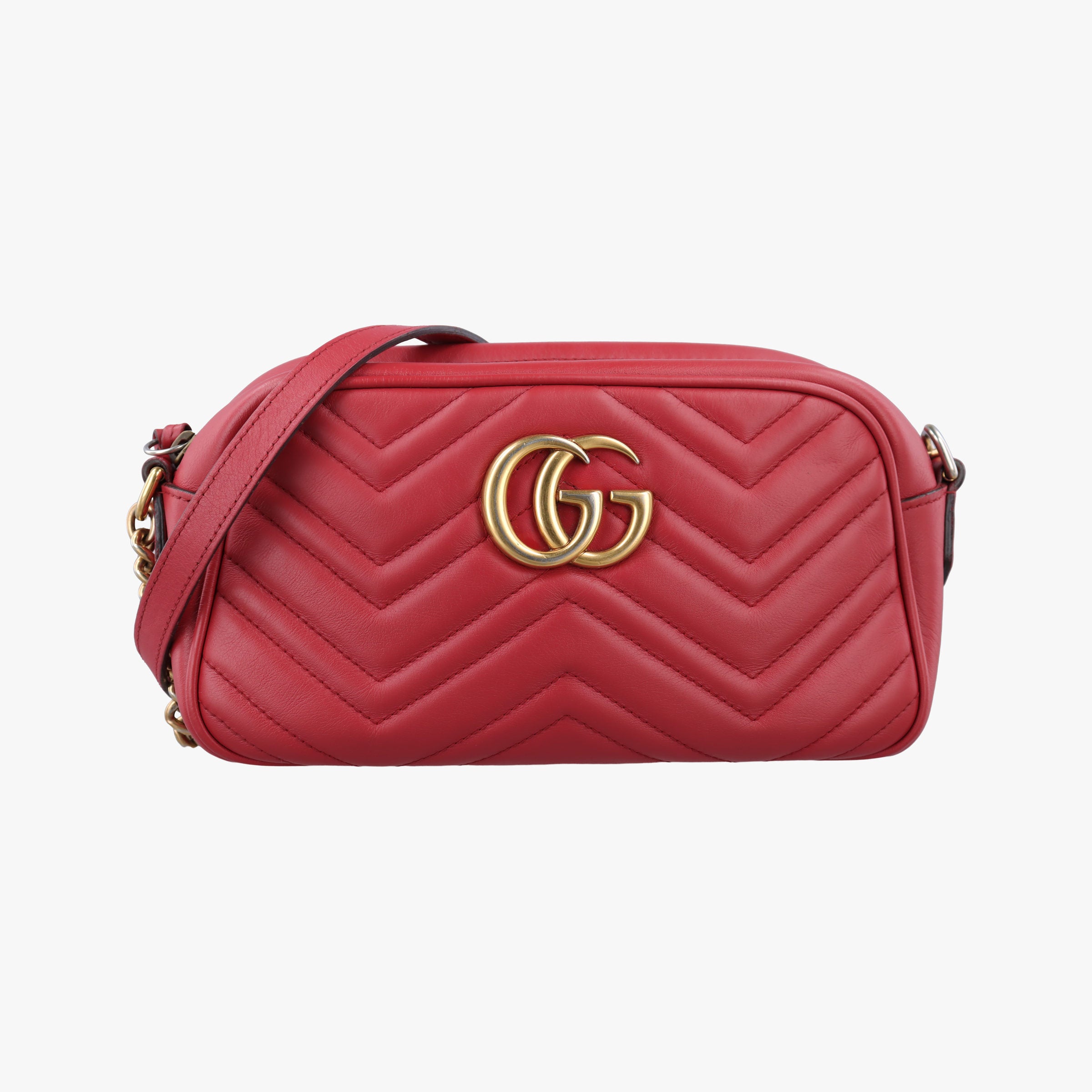 Secondhand Gucci GG Marmont Red Leather 447632 shoulderbag | stylenewstar