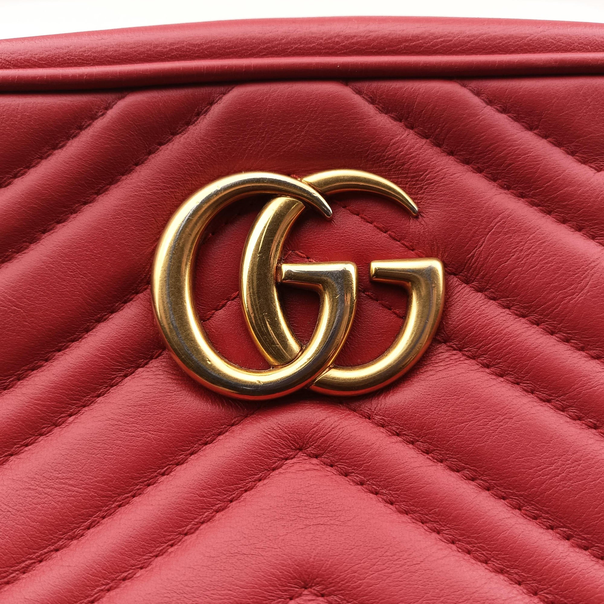 Secondhand Gucci GG Marmont Red Leather 447632 shoulderbag | stylenewstar