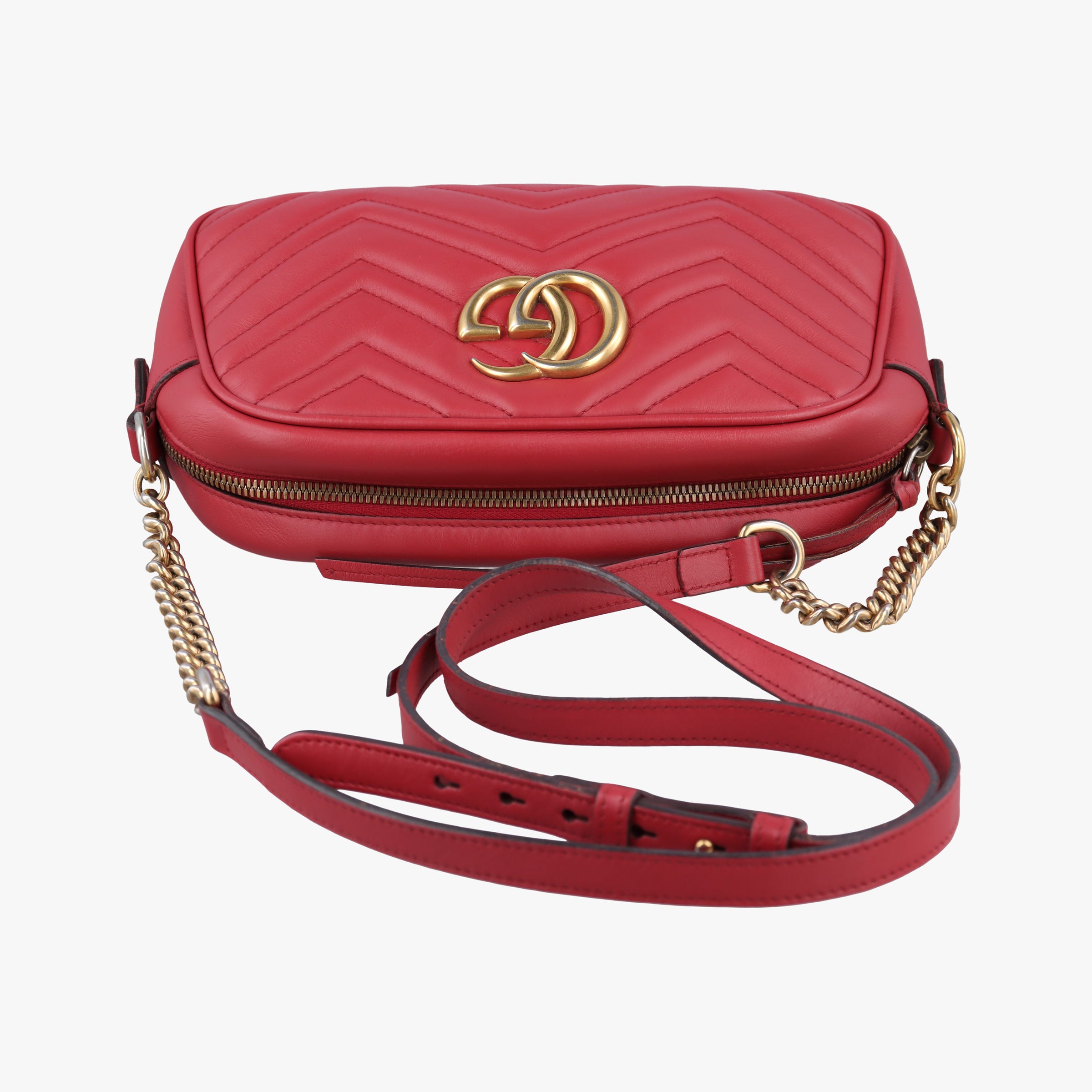 Secondhand Gucci GG Marmont Red Leather 447632 shoulderbag | stylenewstar