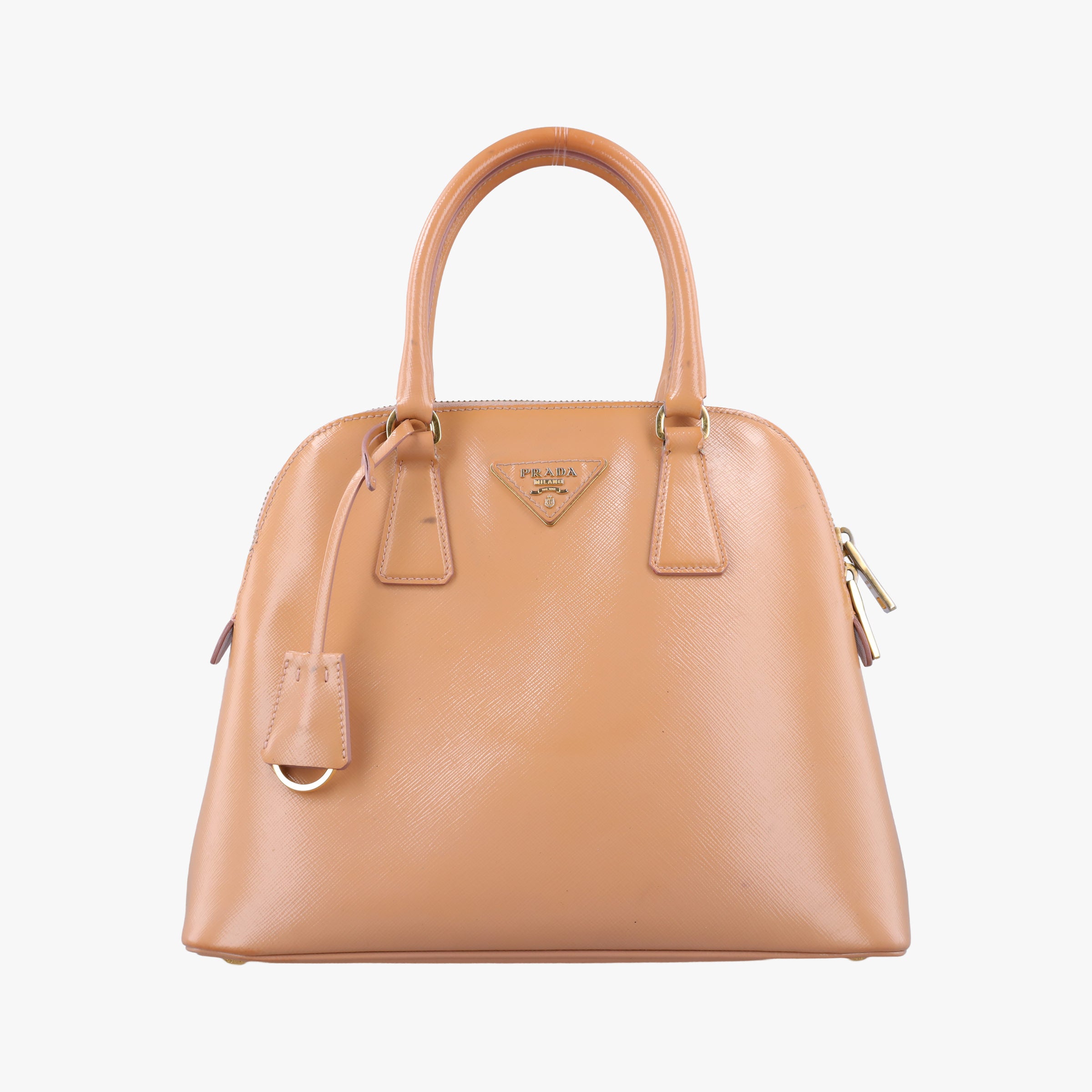 Vintage Prada Promenade Beige SAFFIANO patent BN2567 handbag | stylenewstar