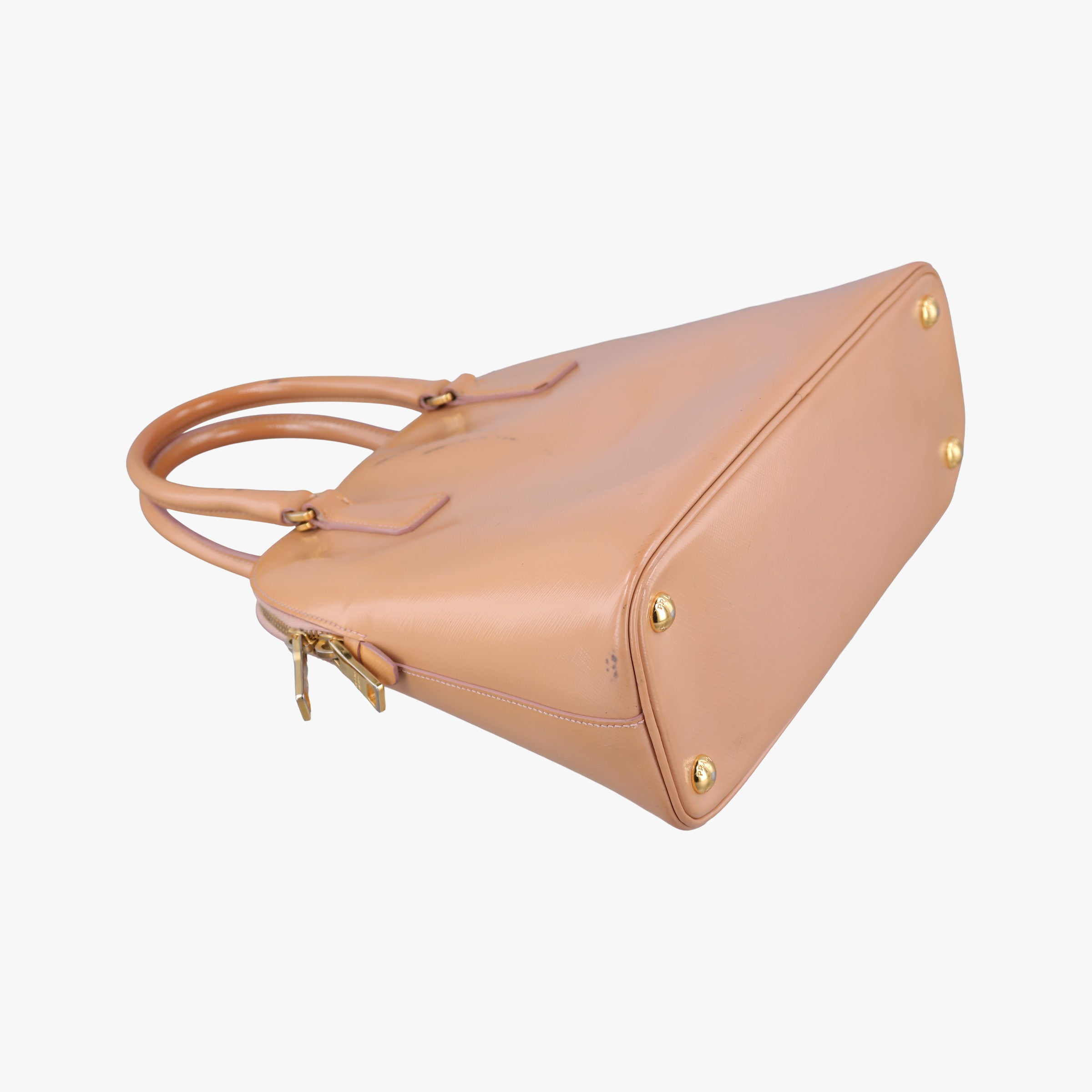 Vintage Prada Promenade Beige SAFFIANO patent BN2567 handbag | stylenewstar