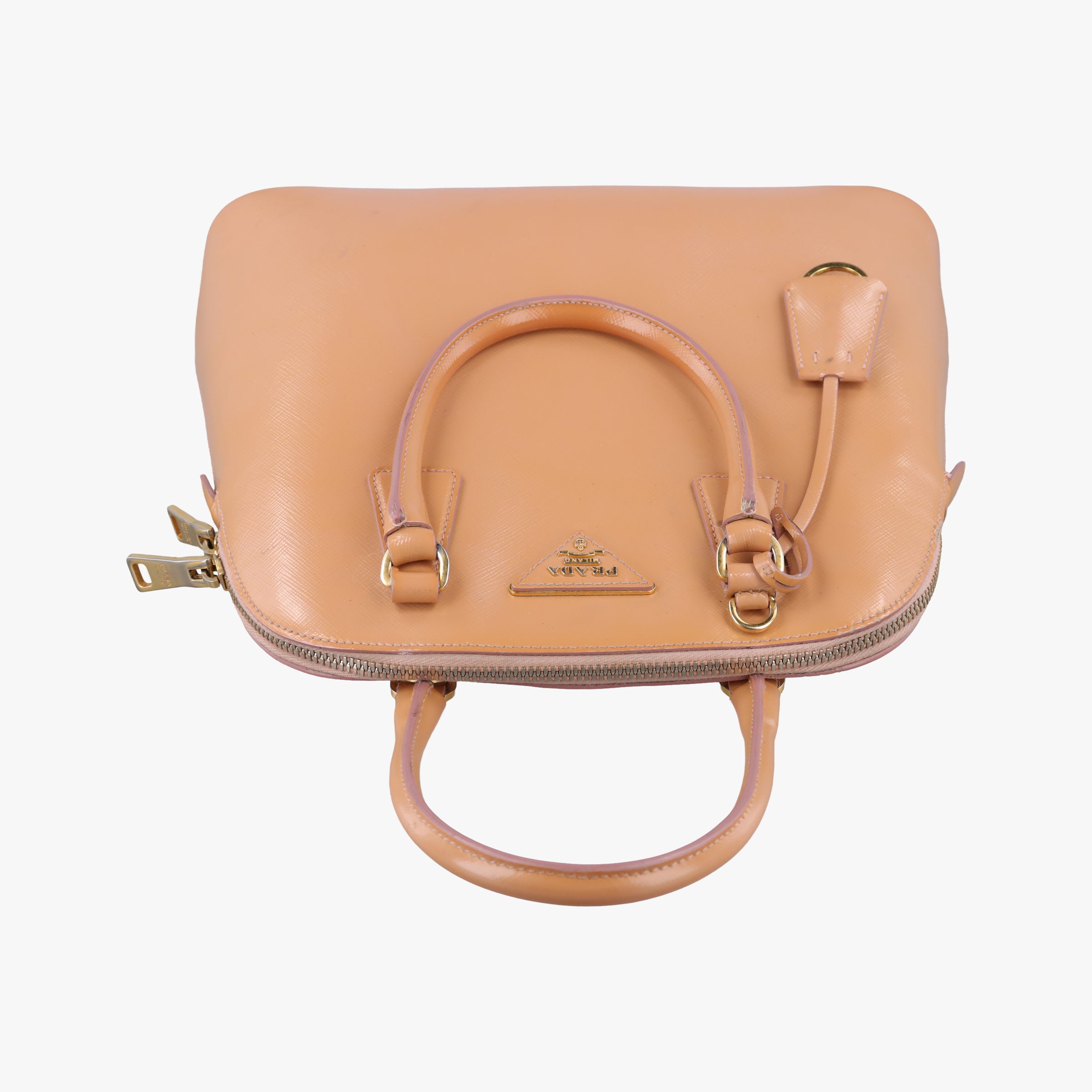 Vintage Prada Promenade Beige SAFFIANO patent BN2567 handbag | stylenewstar