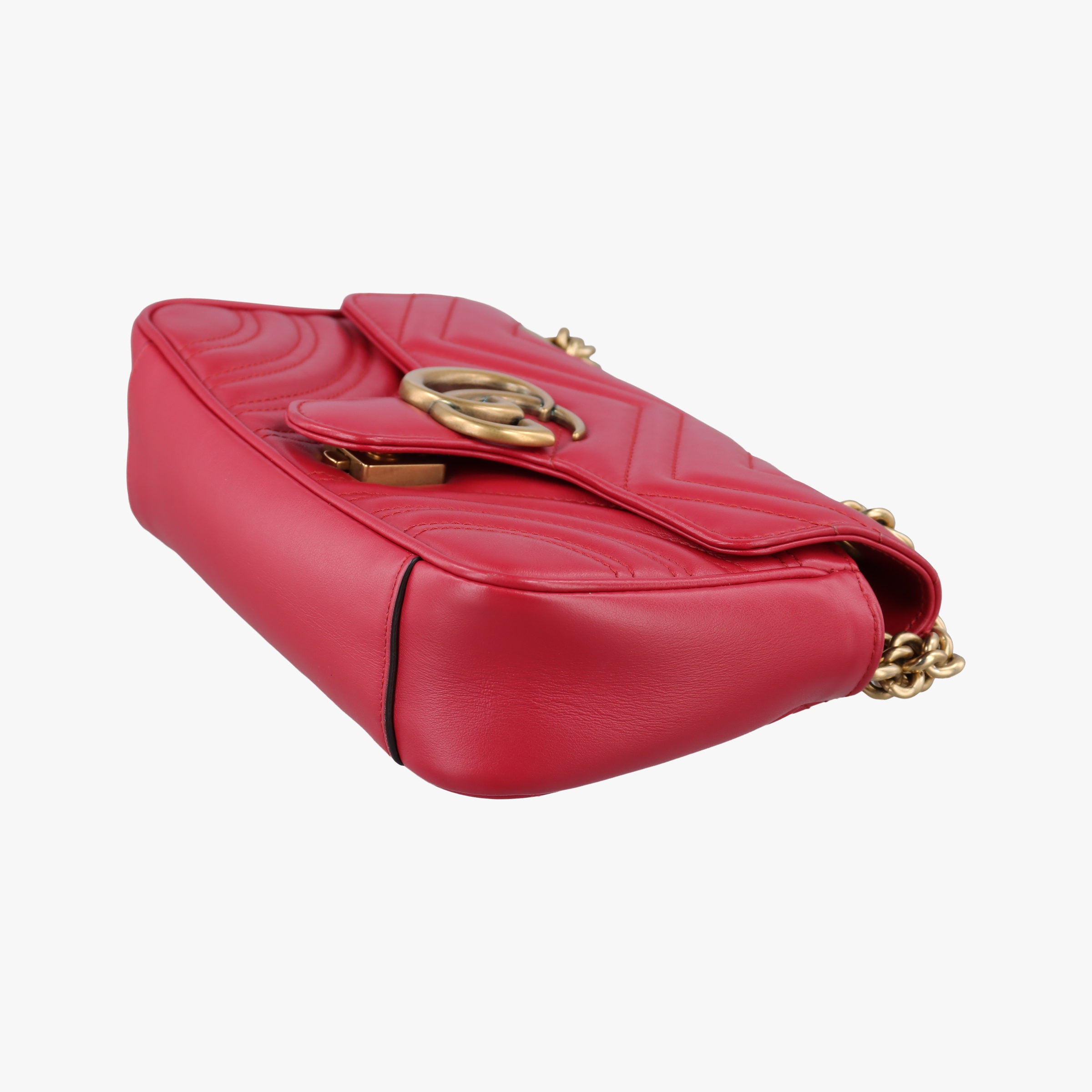 Pre-owned Gucci GG Marmont Red Leather 446744 shoulderbag | stylenewstar
