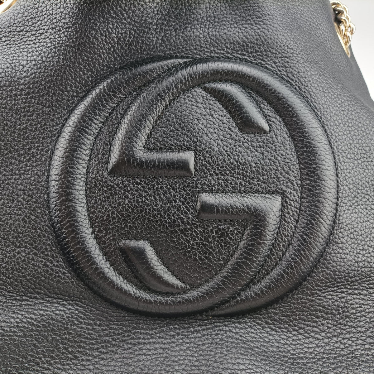 Pre-owned Gucci Soho Black Leather 308982 shoulderbag | stylenewstar