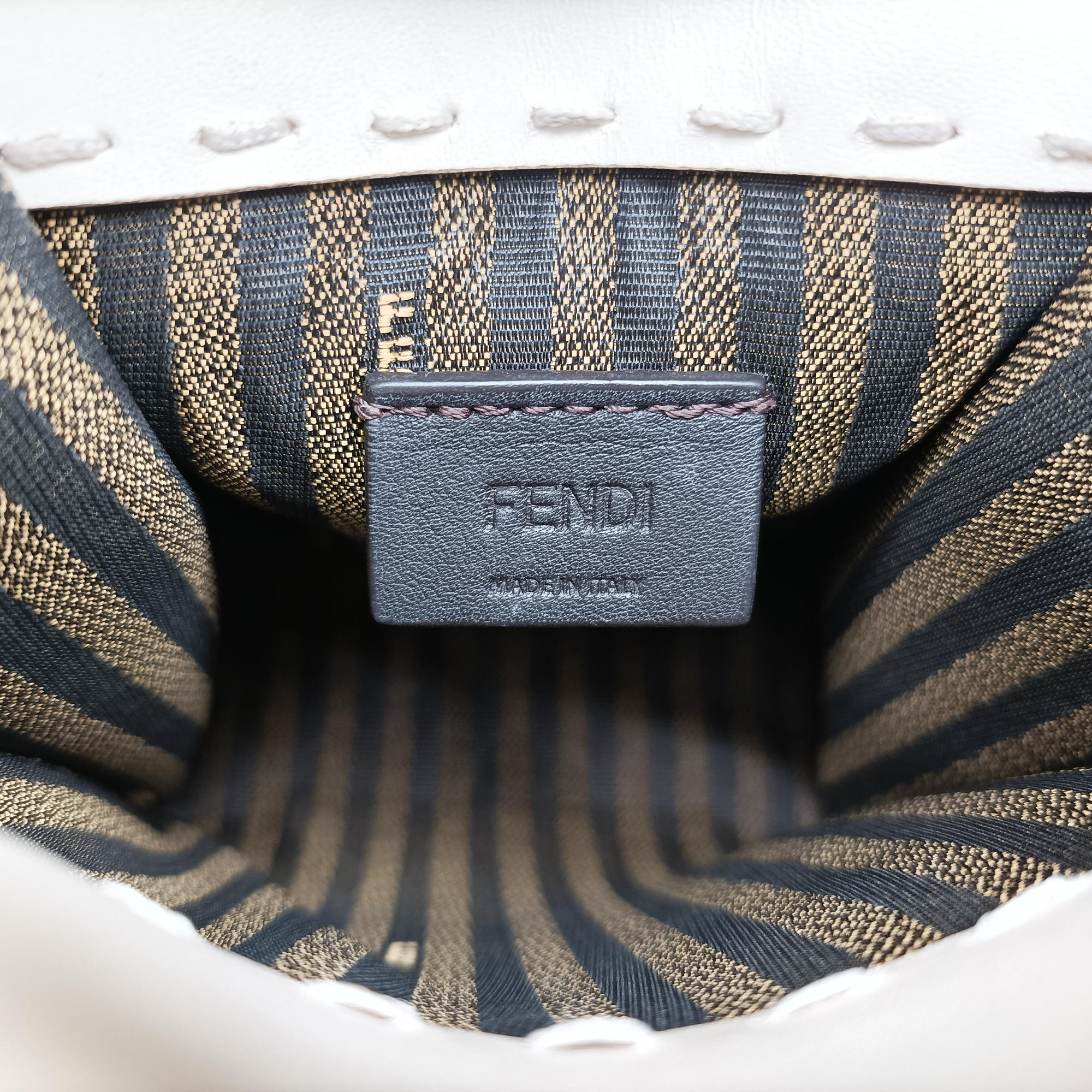 Pre-owned Fendi MINI SUNSHINE SHOPPER Beige Leather 8BS051 shoulderbag | stylenewstar
