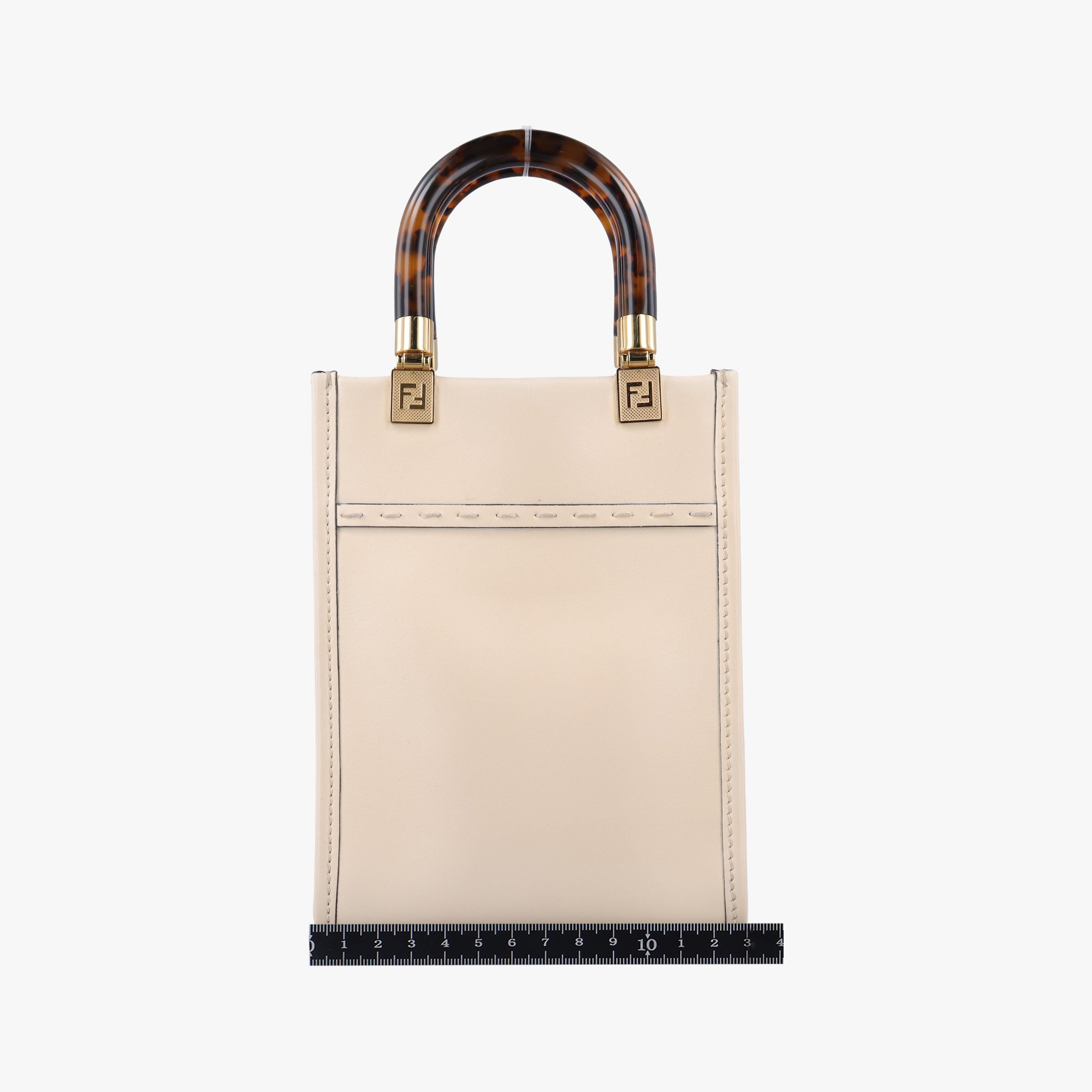 Pre-owned Fendi MINI SUNSHINE SHOPPER Beige Leather 8BS051 shoulderbag | stylenewstar