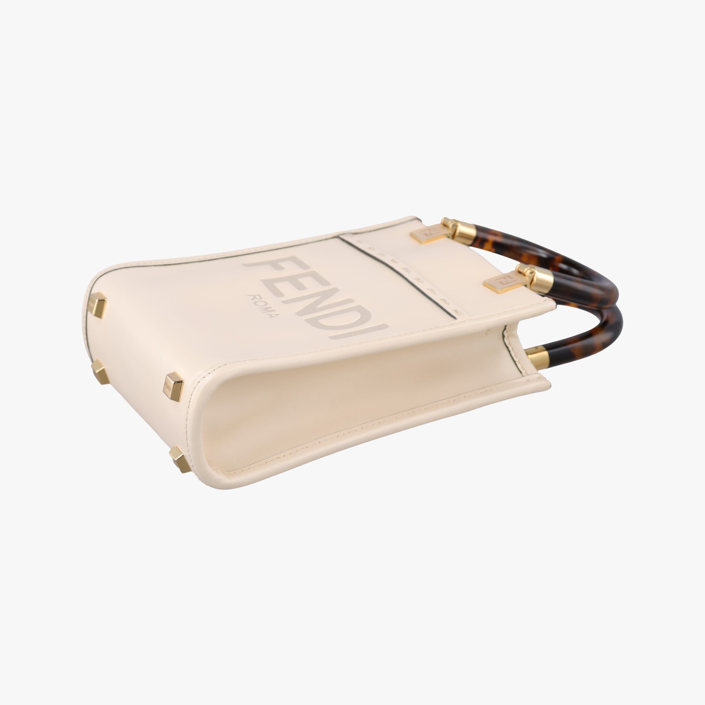 Pre-owned Fendi MINI SUNSHINE SHOPPER Beige Leather 8BS051 shoulderbag | stylenewstar