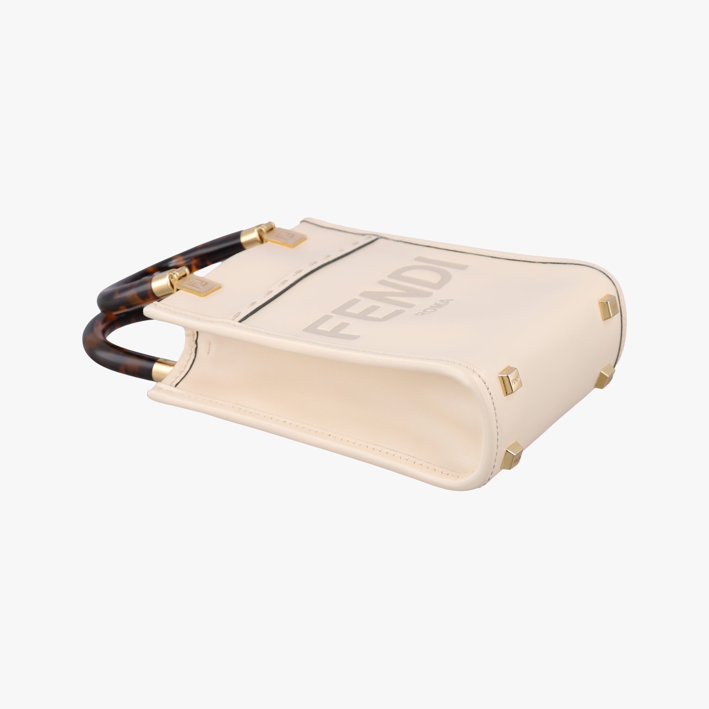 Pre-owned Fendi MINI SUNSHINE SHOPPER Beige Leather 8BS051 shoulderbag | stylenewstar