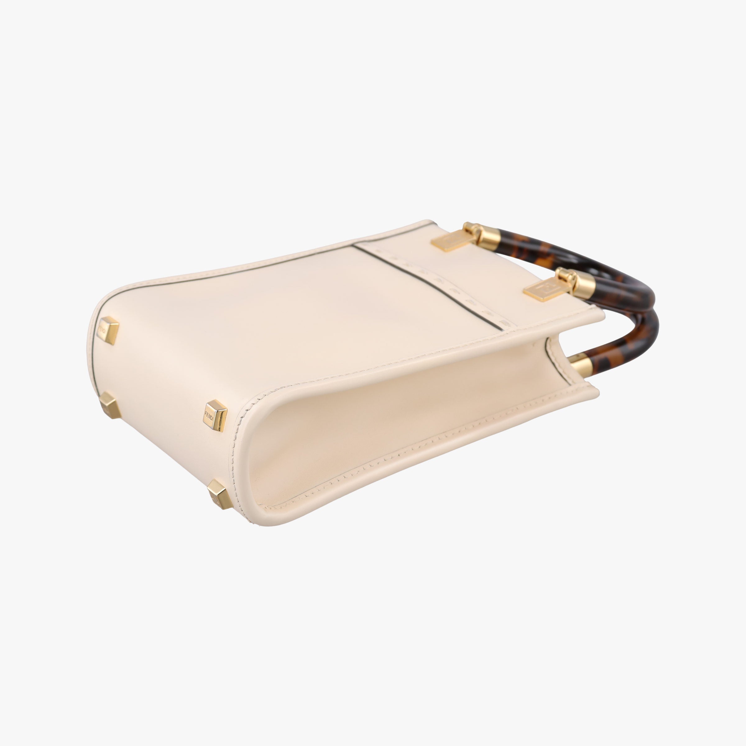 Pre-owned Fendi MINI SUNSHINE SHOPPER Beige Leather 8BS051 shoulderbag | stylenewstar