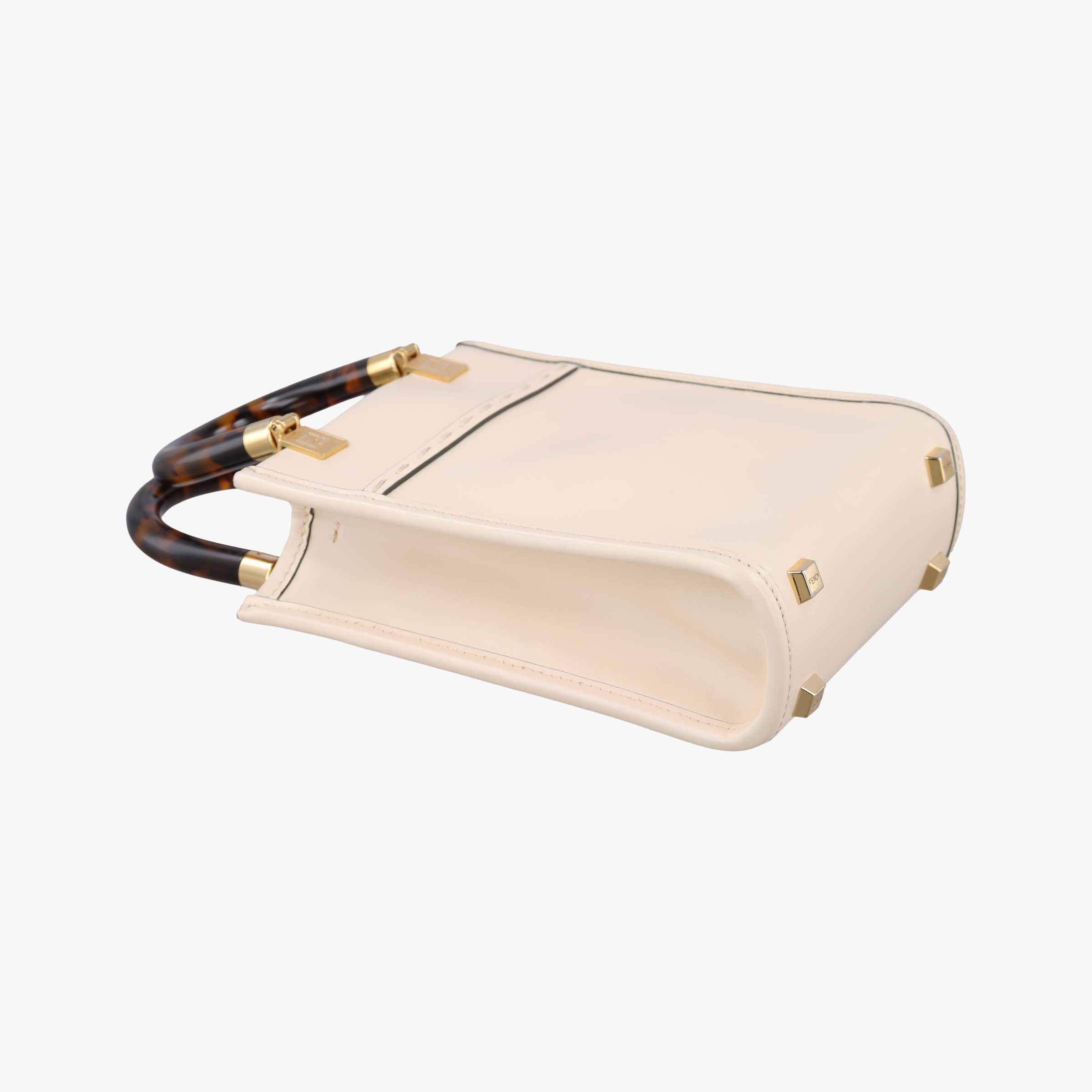 Pre-owned Fendi MINI SUNSHINE SHOPPER Beige Leather 8BS051 shoulderbag | stylenewstar